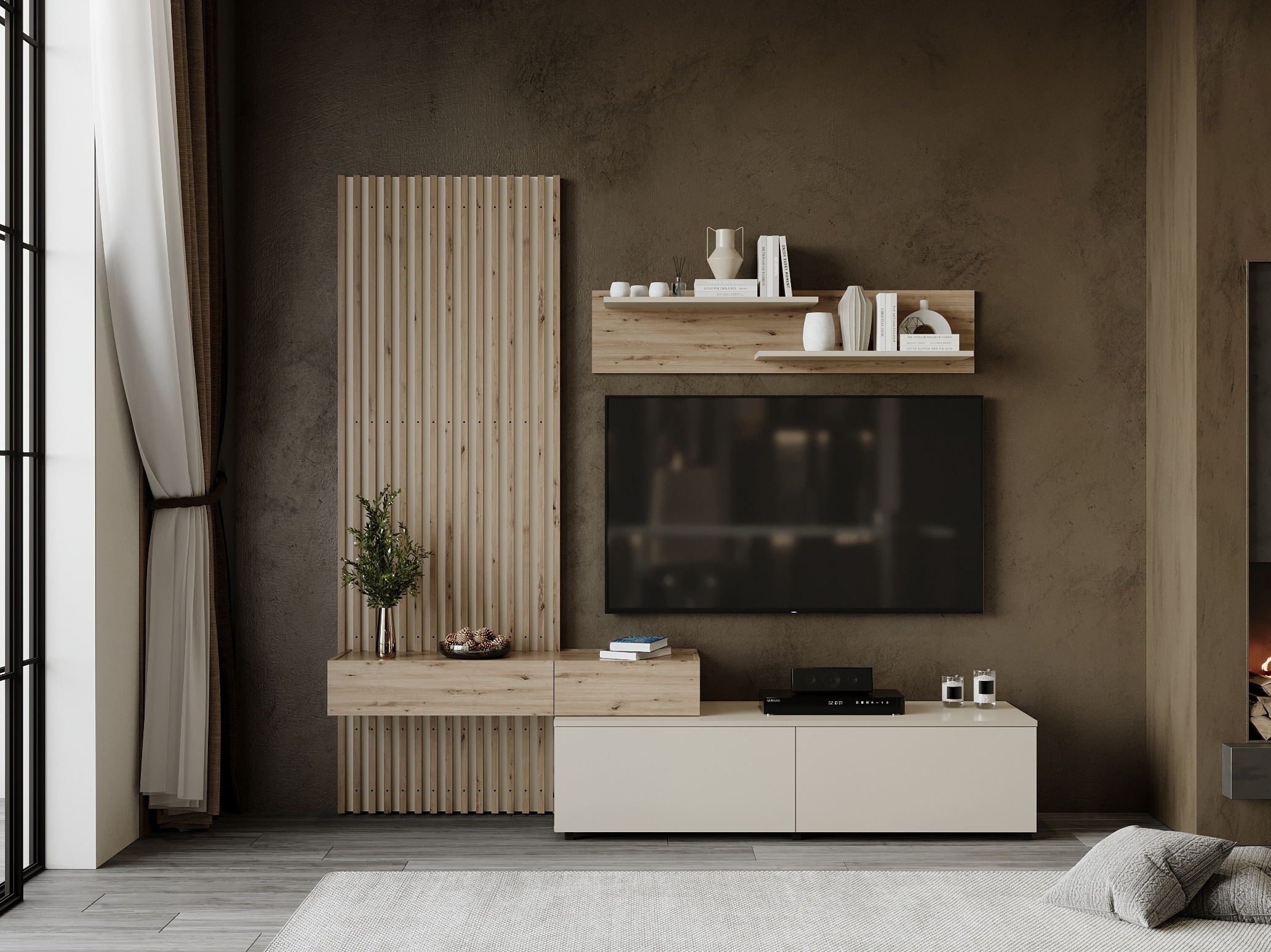 Комплект за хол Houston 2086 (Artisan дъб + Кашмир)