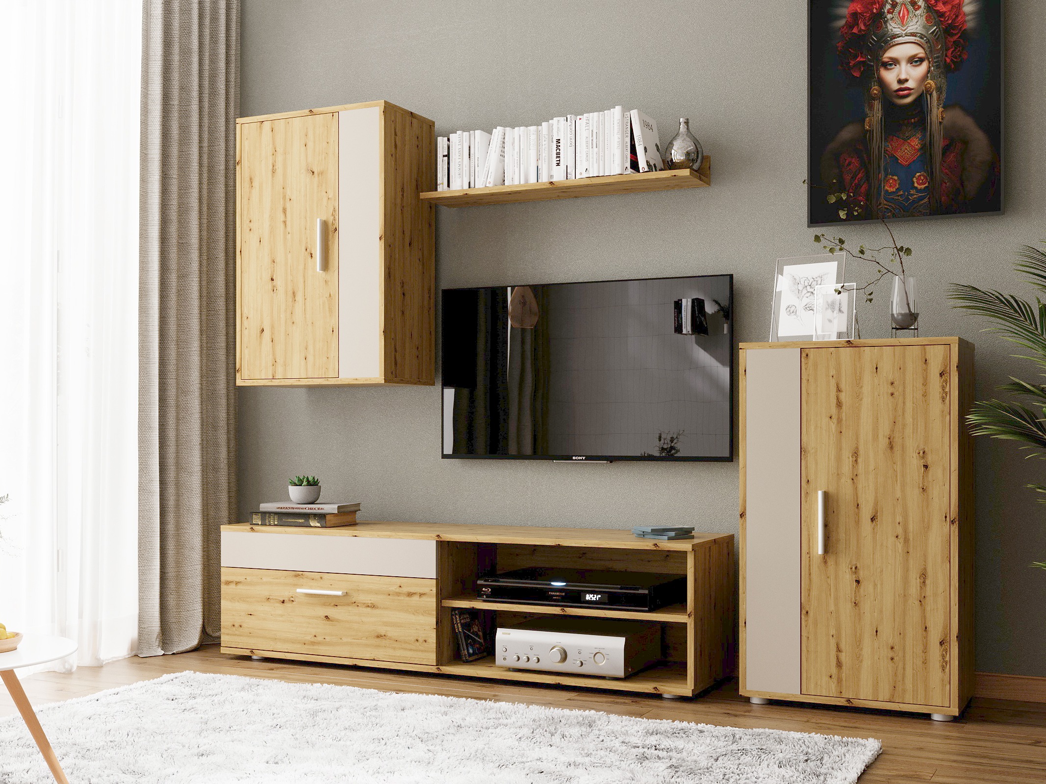 Комплект за хол Houston 2087 (Artisan дъб + Кашмир)