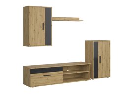 Комплект за хол Houston 2087 (Черен + Artisan дъб)