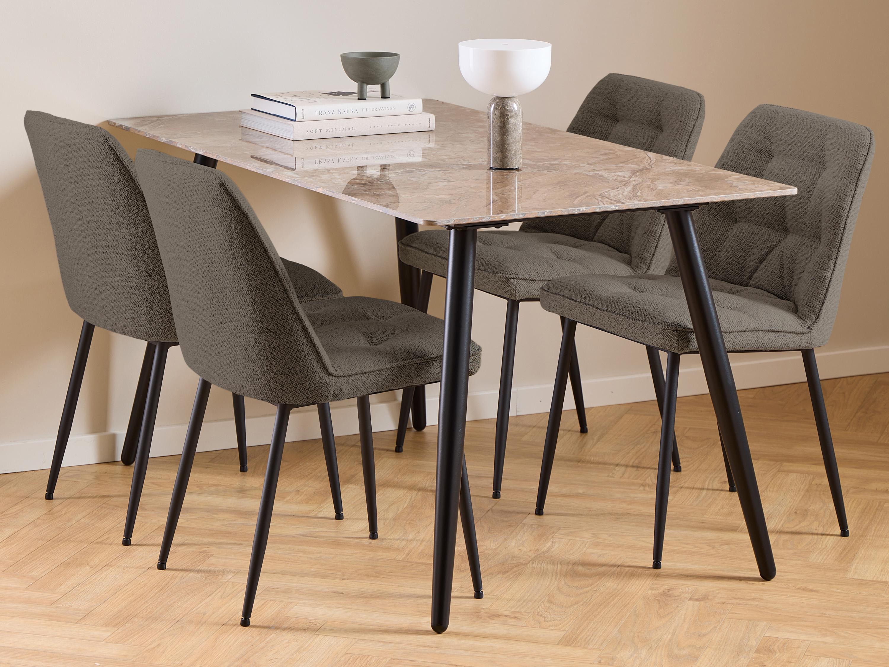 Маса и столове за трапезария Norsica 1012 (Taupe + Черен)