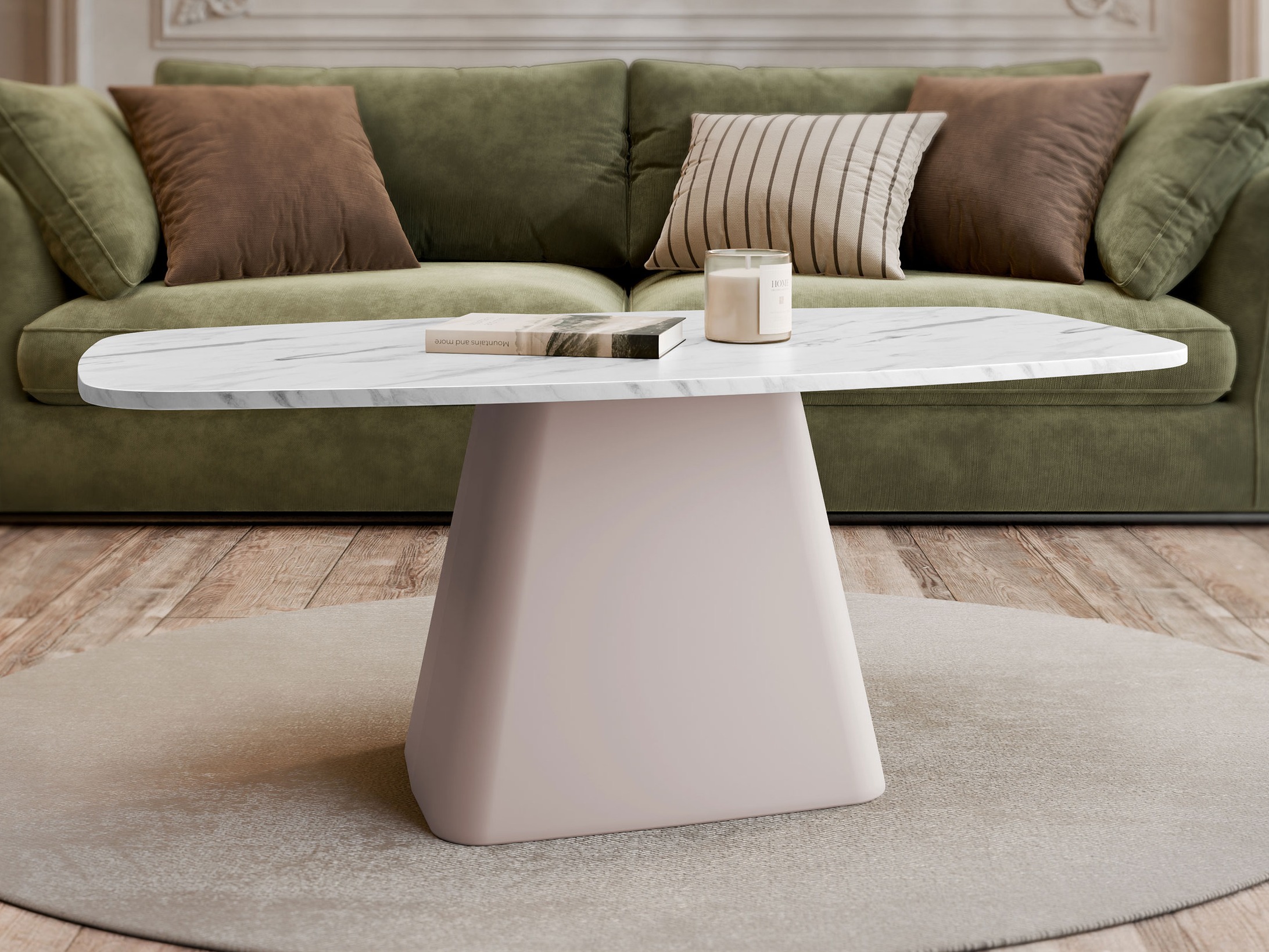 Масичка за кафе Oswego 158 (Бял мрамор + Кашмир)