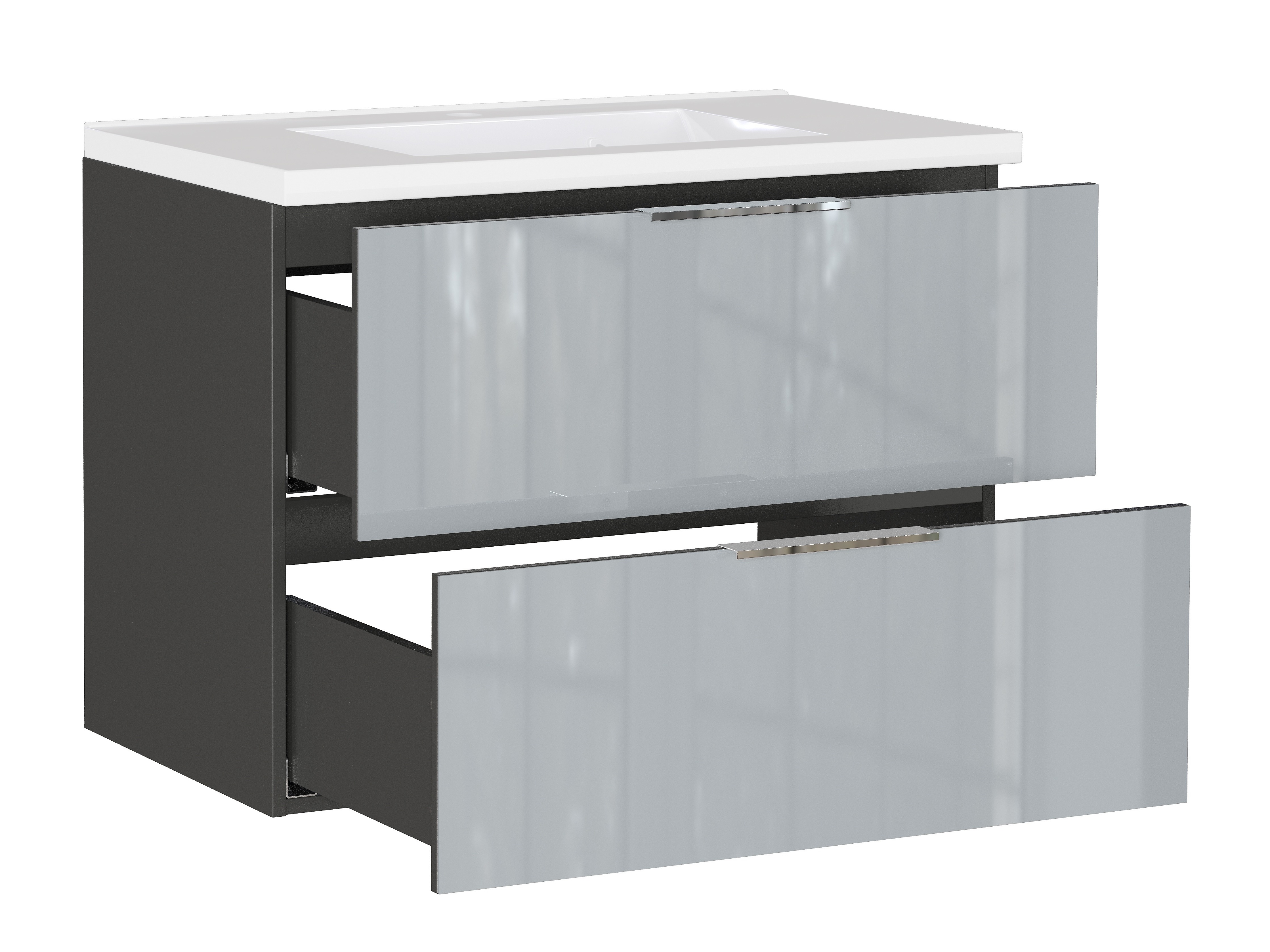 Окачен шкаф за мивка Sacramento 526 (Сив гланц)