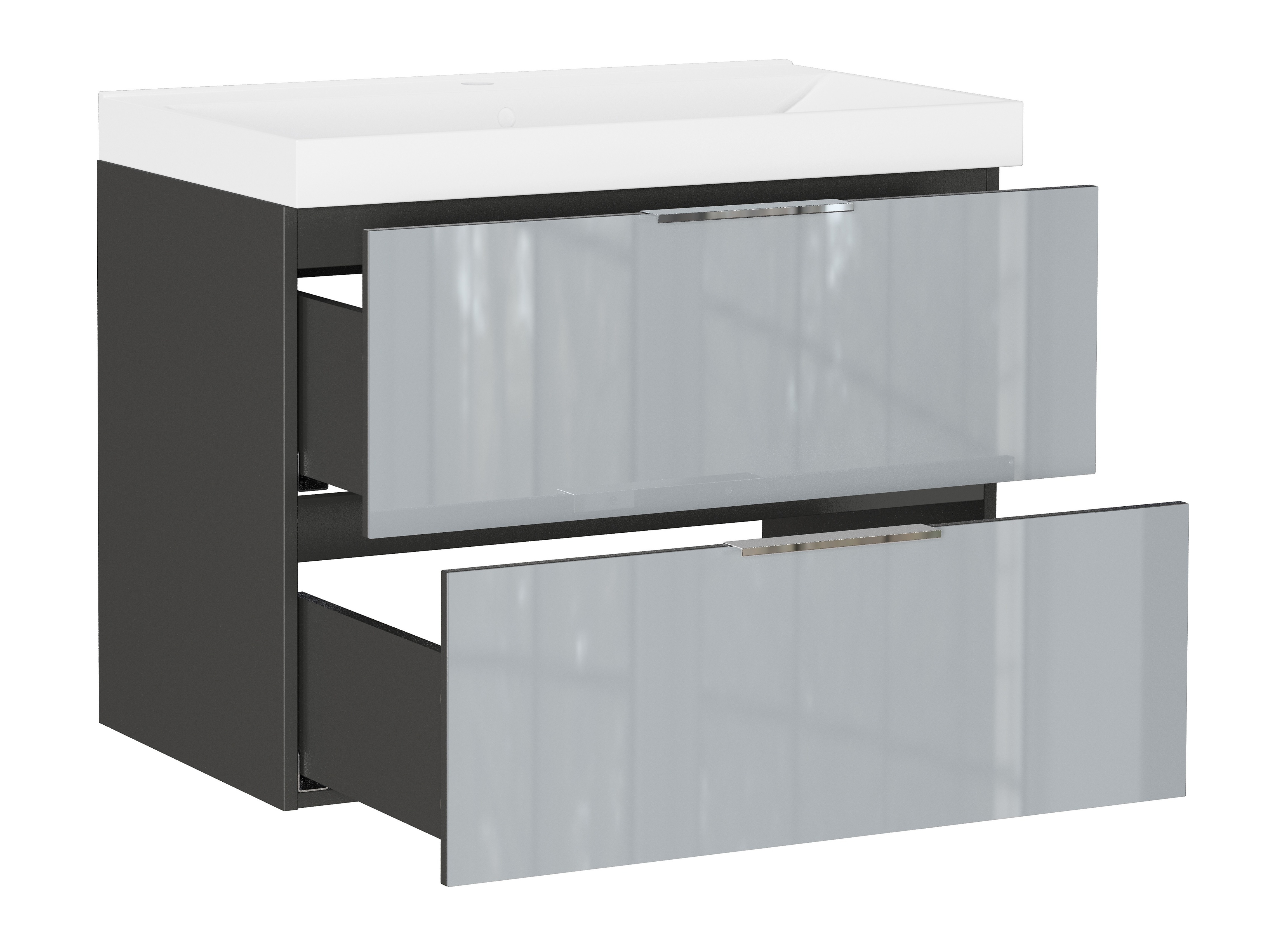 Окачен шкаф за мивка Sacramento 528 (Сив гланц)