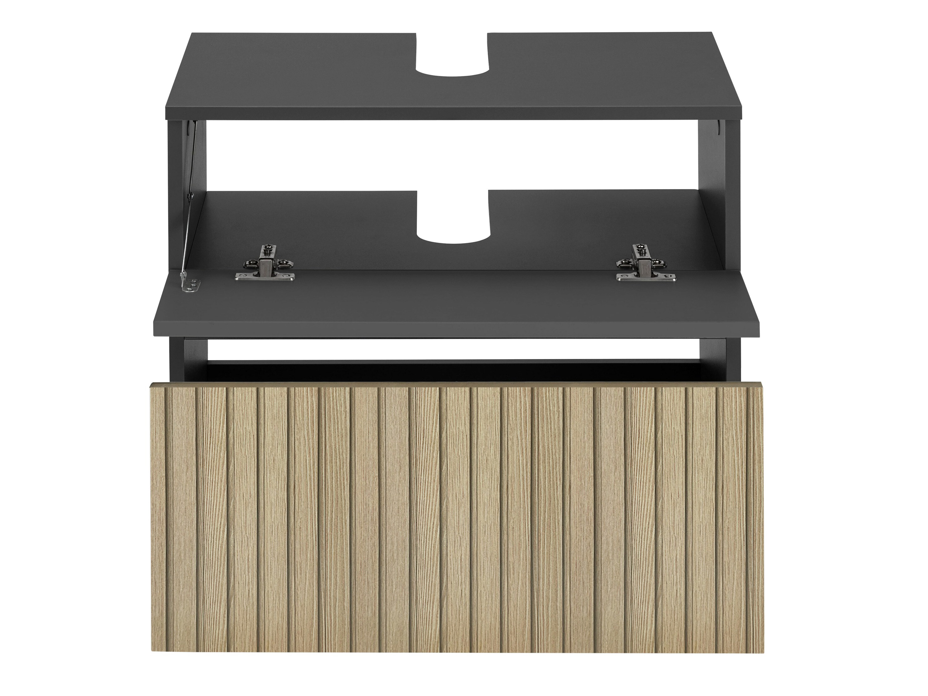 Стоящ шкаф за баня за мивка Soncamu 110 (Антрацит + Светъл дъб)