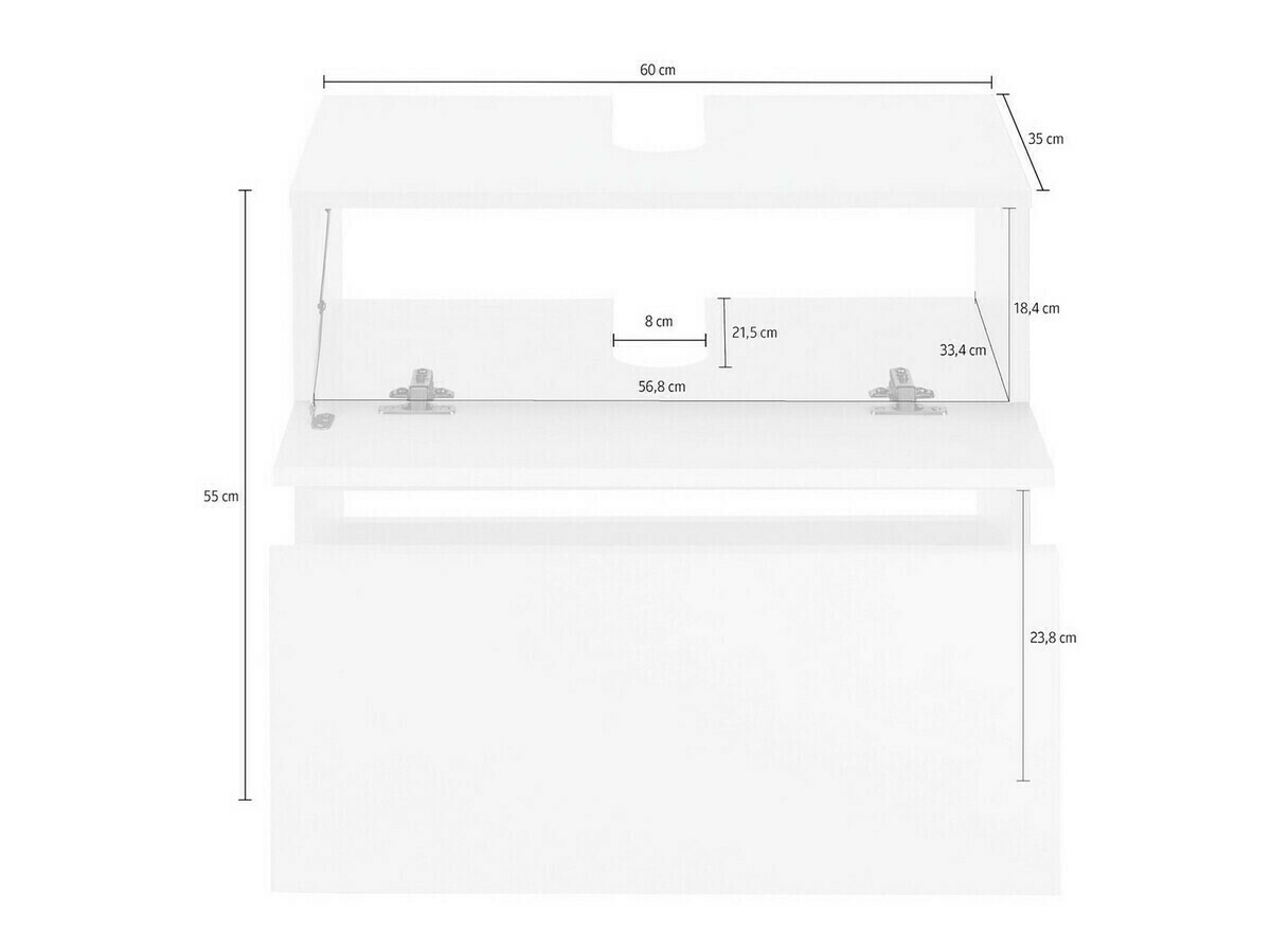 Стоящ шкаф за баня за мивка Soncamu 110 (Антрацит + Светъл дъб)