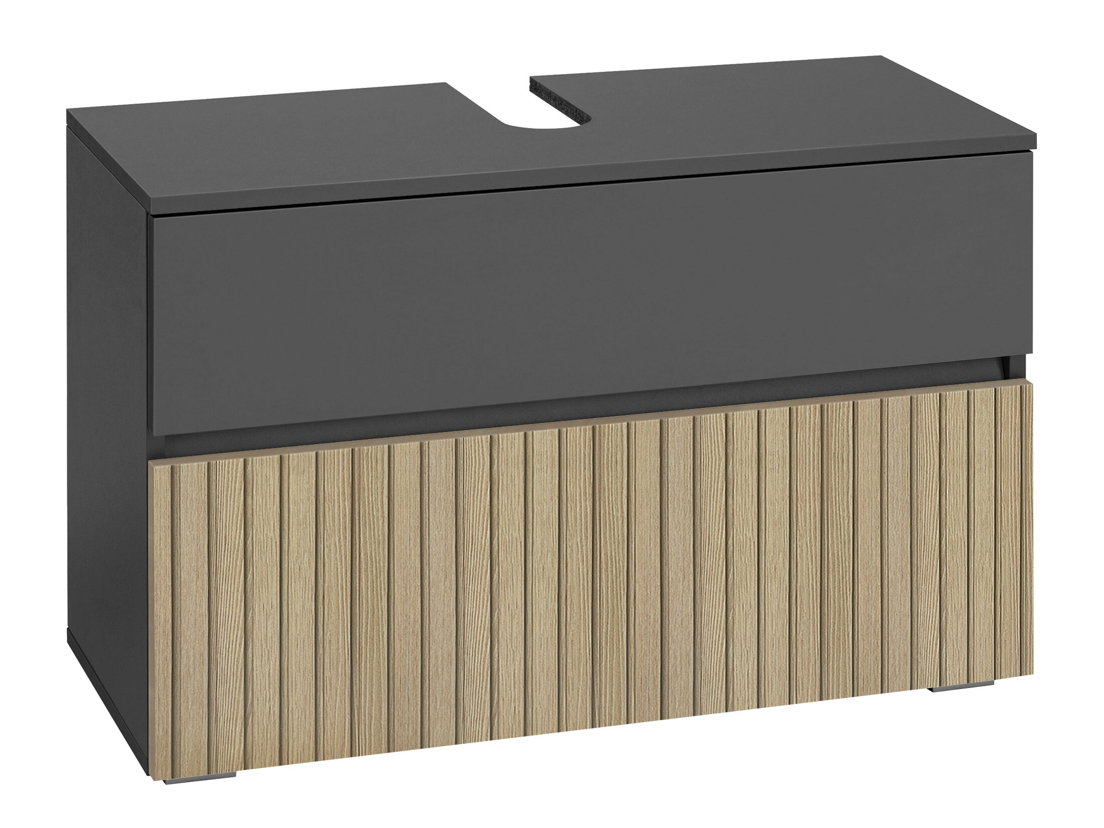 Стоящ шкаф за баня за мивка Soncamu 109 (Антрацит + Светъл дъб)