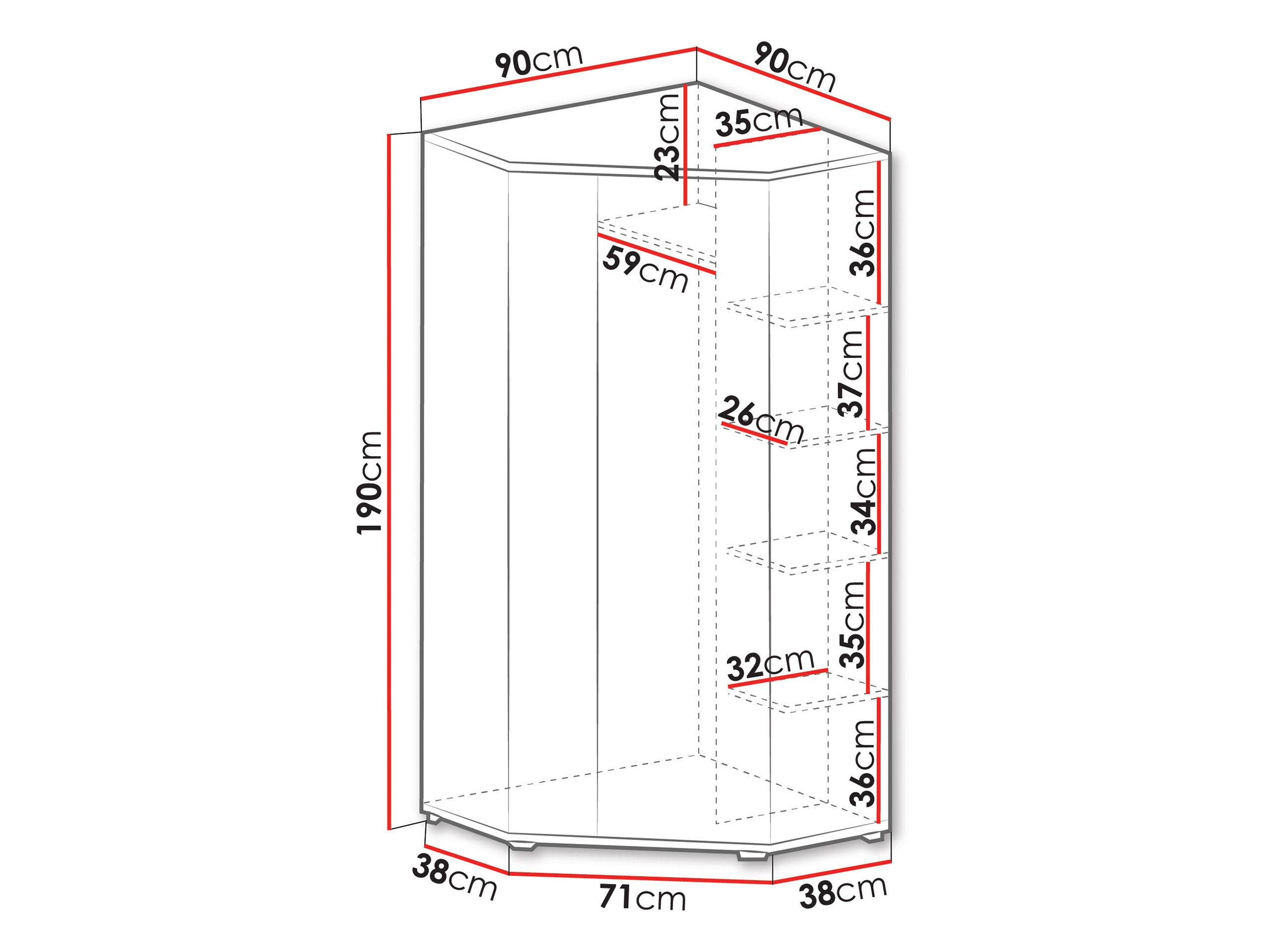 Ъглов гардероб Camteso 100 (Черен + Дъб + Бежов)