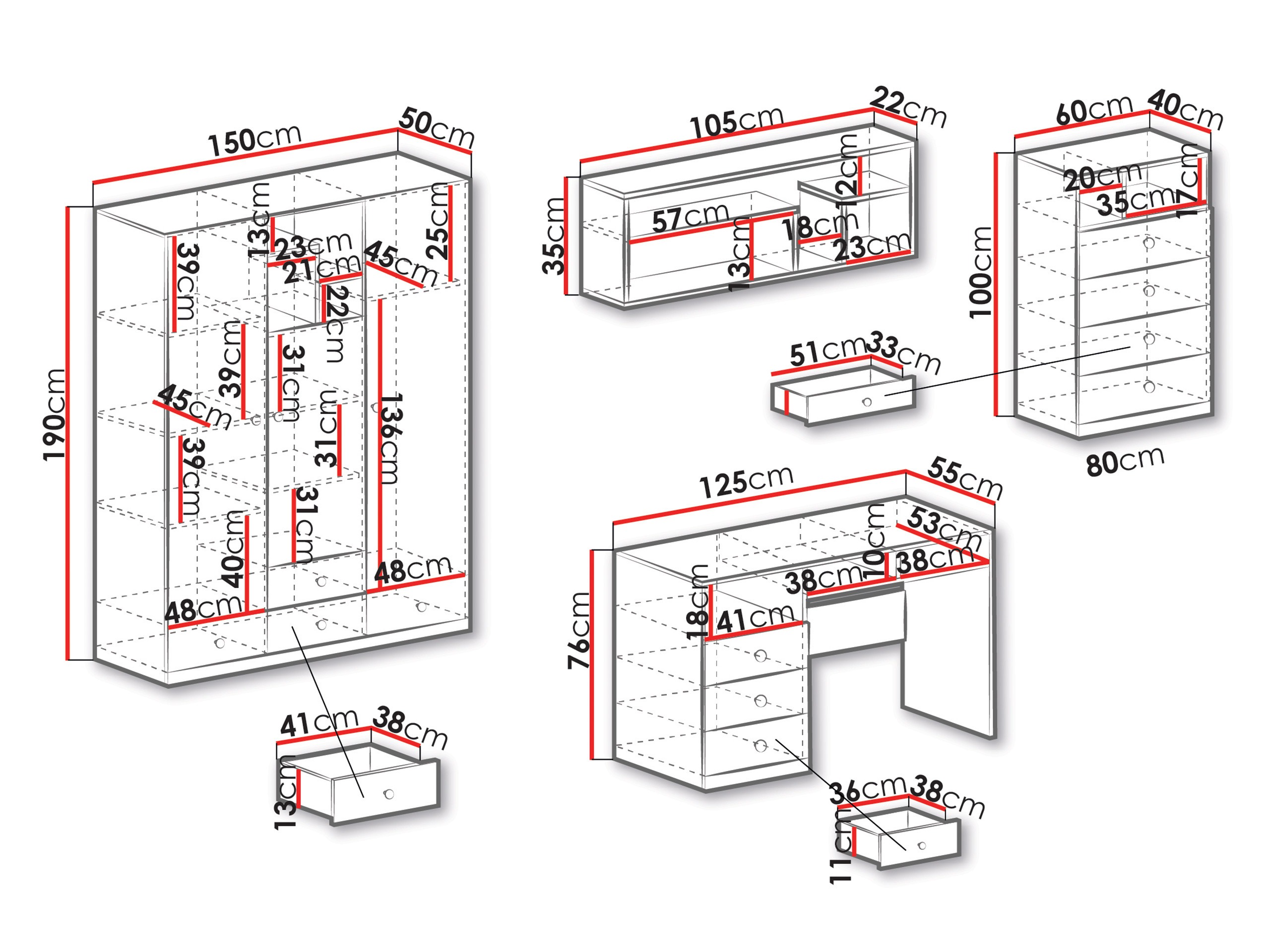 Мебелен комплект Tesmonu 115