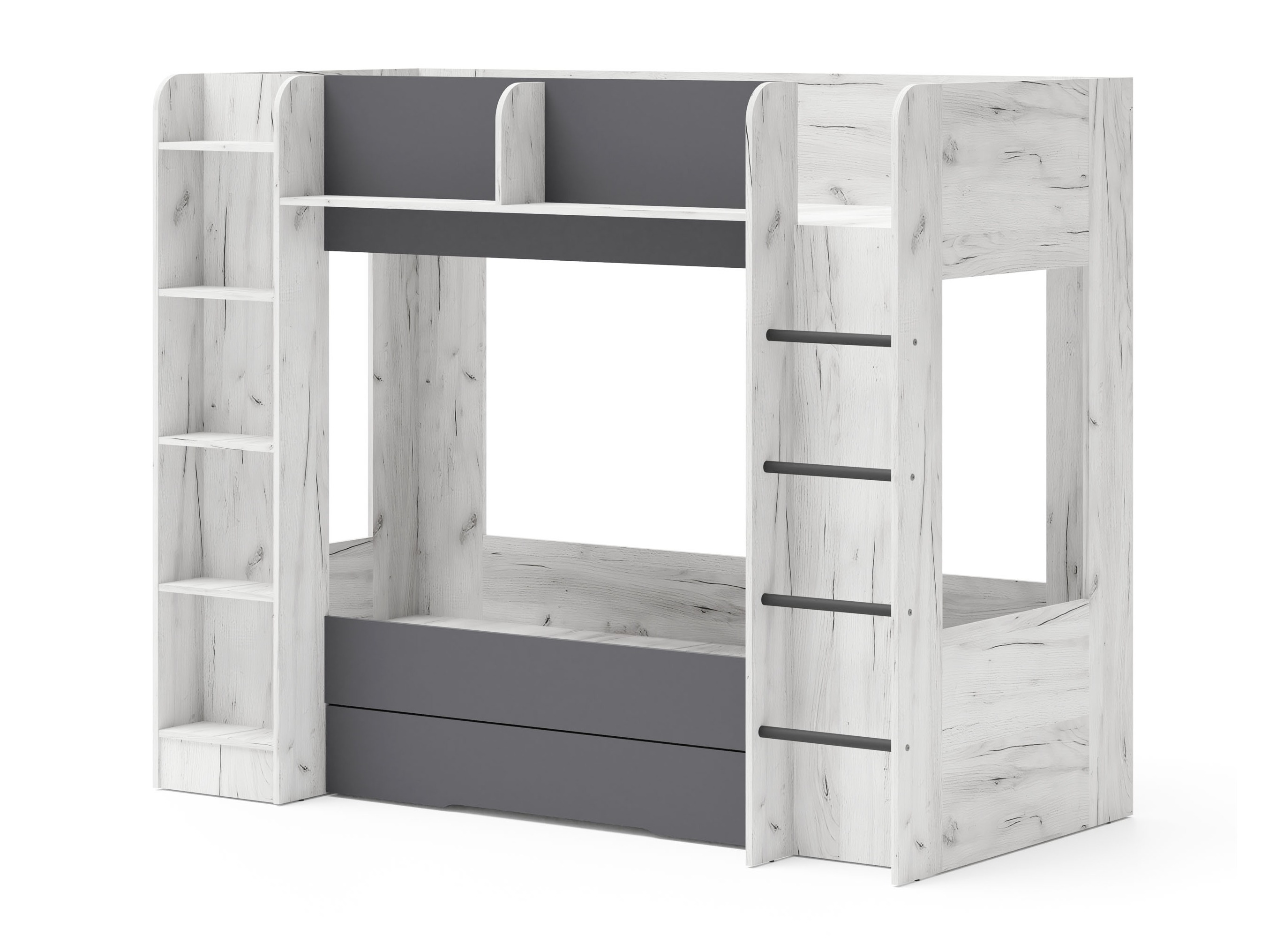 Двуетажно легло Elitenu 102 (Занаятчийско бяло + Графит)