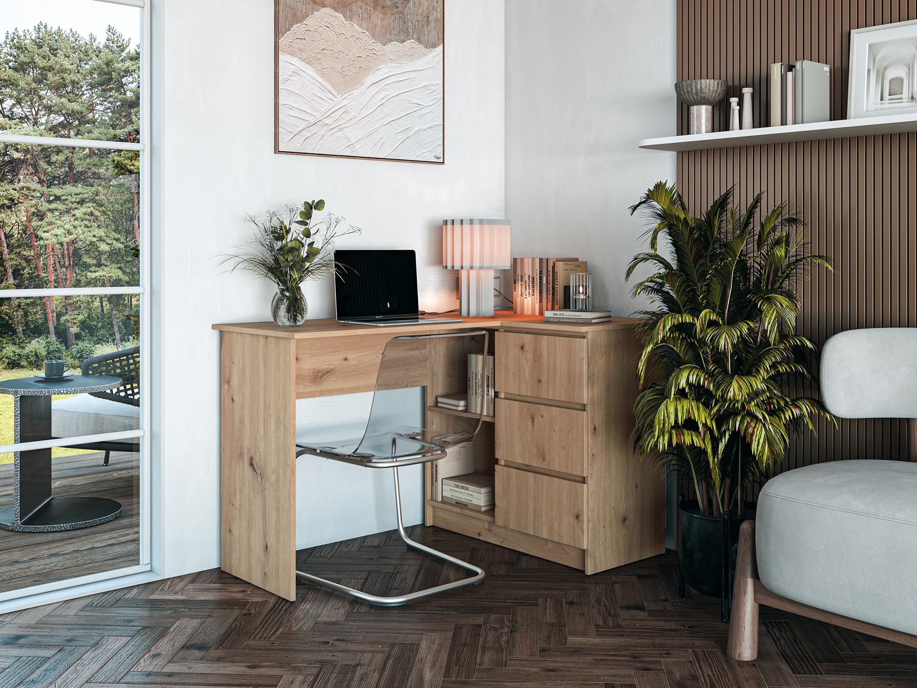 Ъглово офис бюро Houston 1950 (Artisan дъб)