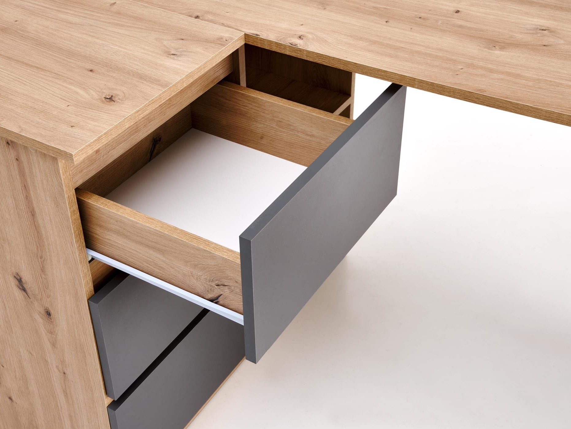 Ъглово офис бюро Houston 1950 (Графит + Artisan дъб)