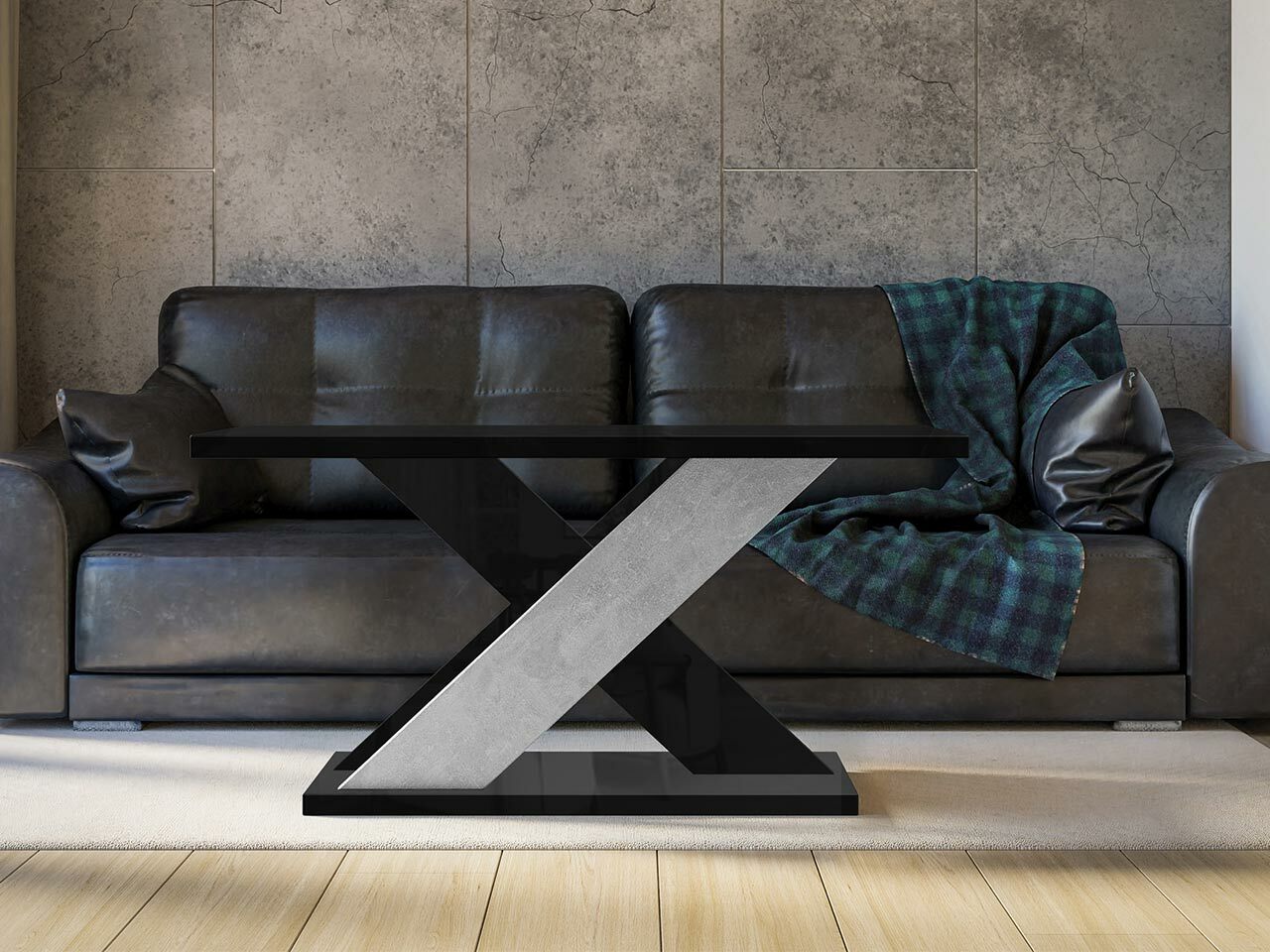 Масичка за кафе Goodyear 116 (Черен гланц + Бетон)