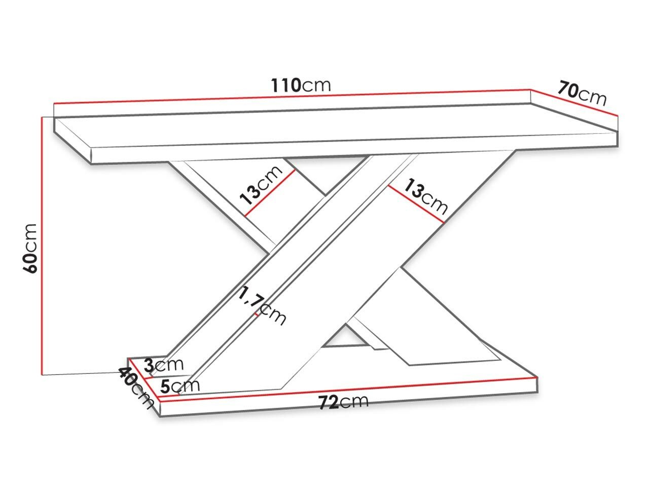 Масичка за кафе Goodyear 116 (Черен гланц + Бетон)
