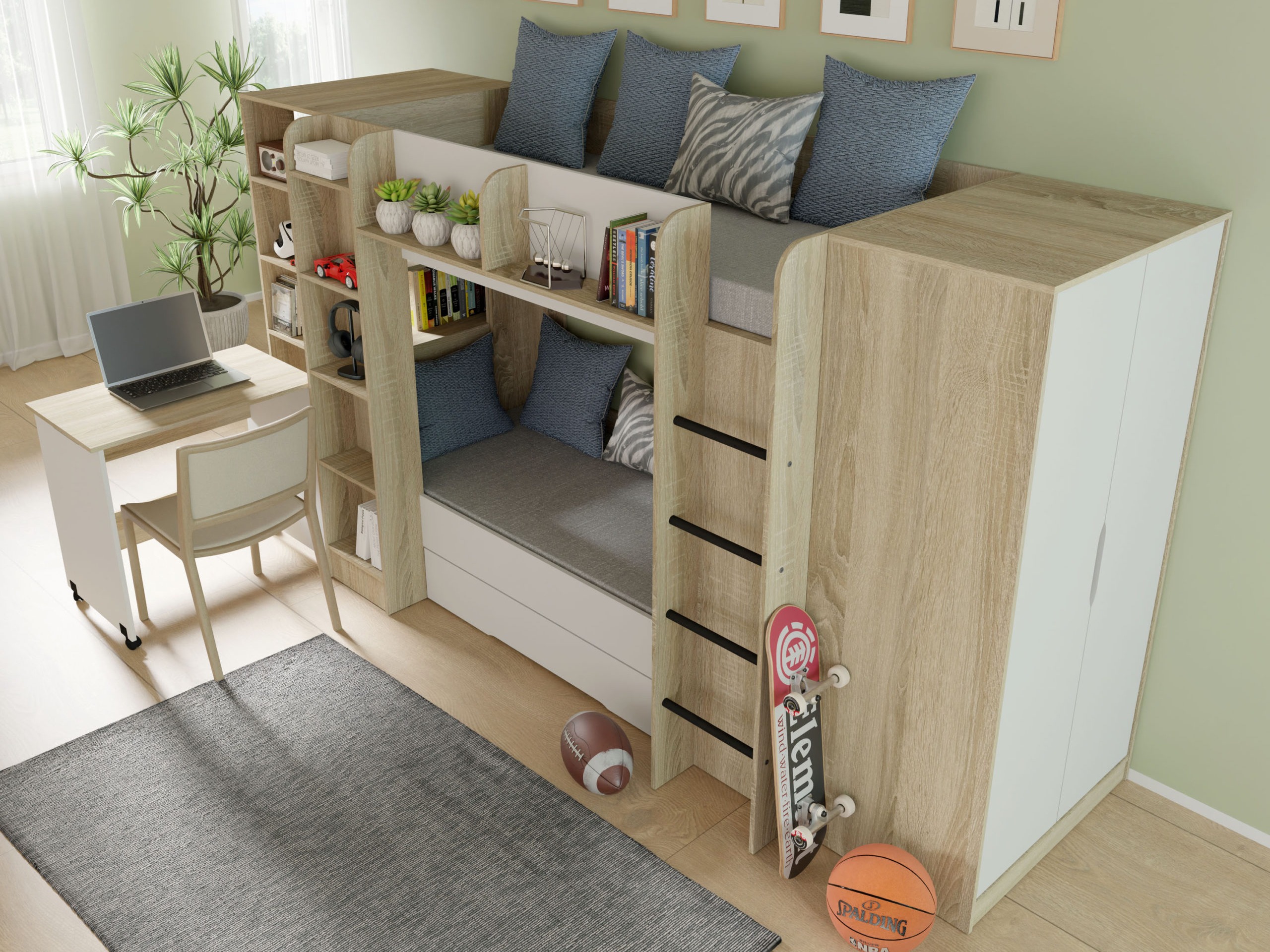 Офис бюро Elitenu 100 (Сонома дъб + Бял)