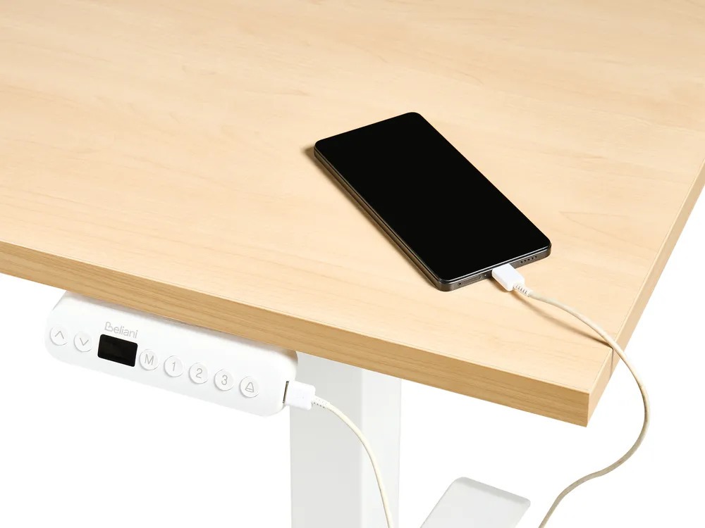 Офис бюро с регулируема височина Berwyn 2865 (Ярък дърво + Бял)