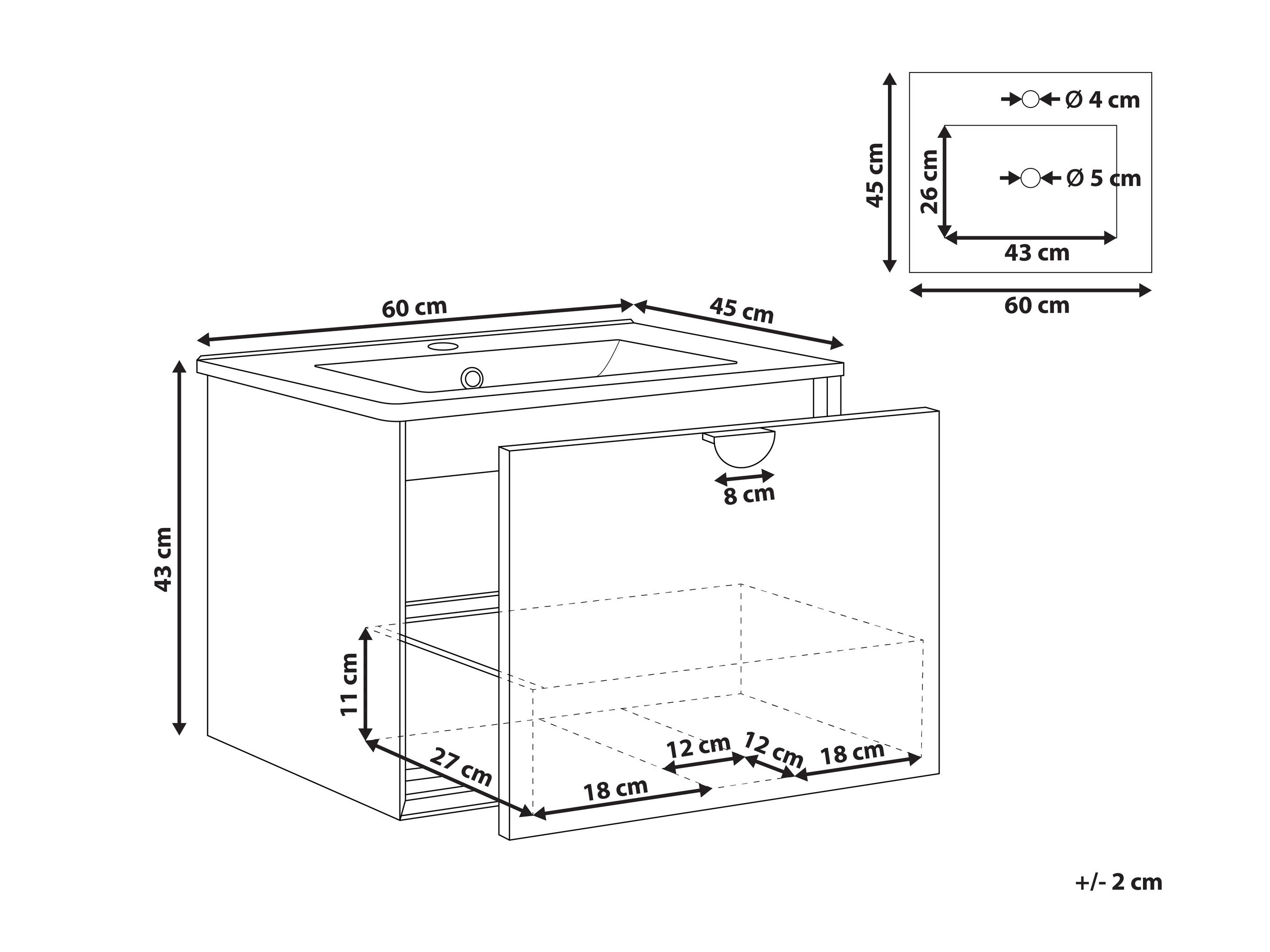 Окачен шкаф за мивка Berwyn 2870 (Бял)