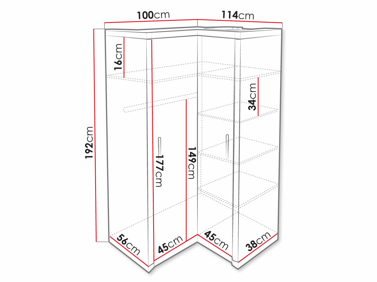 Ъглов гардероб Lorelie 119 (Трюфел дъб)