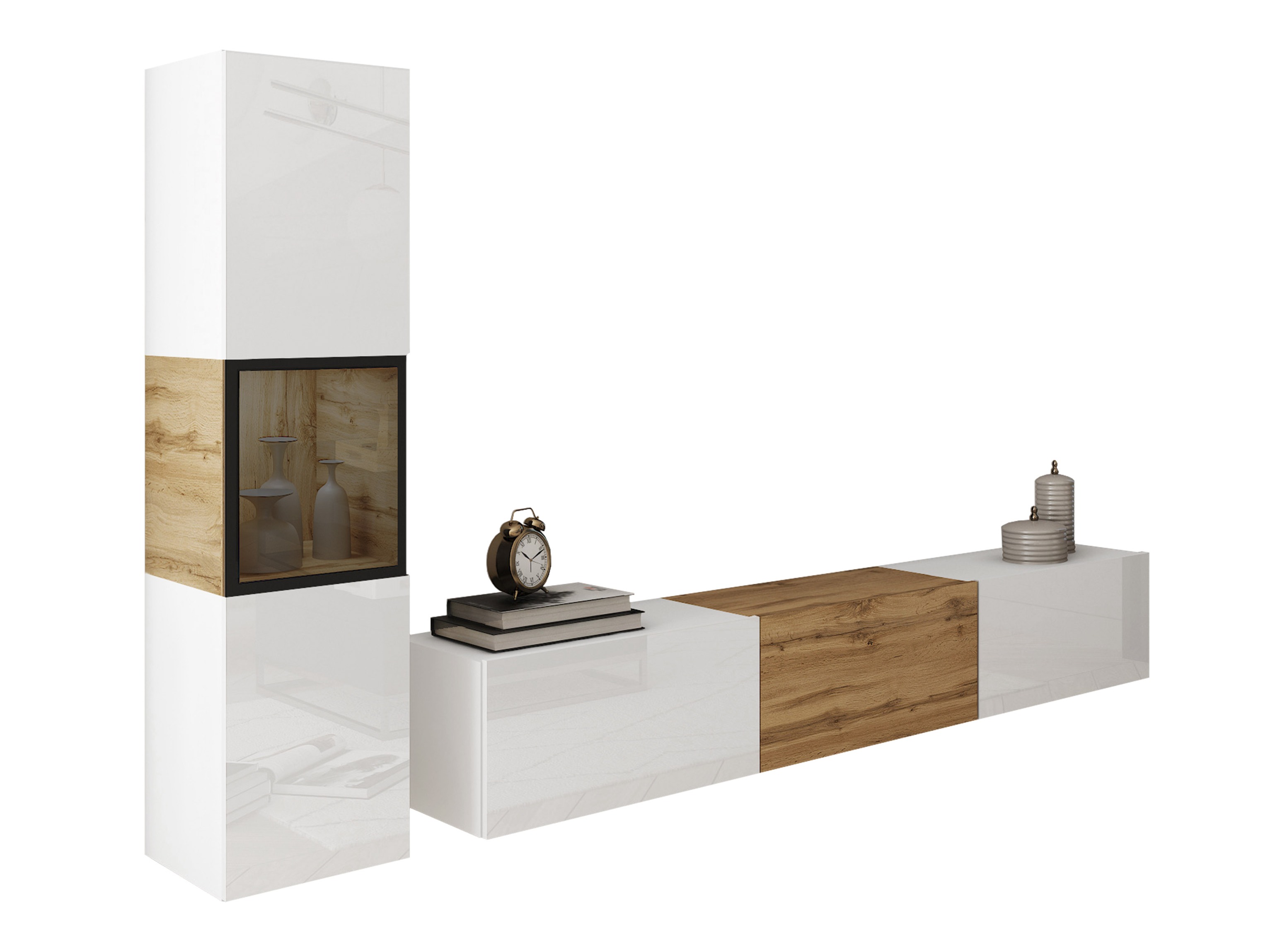 Комплект за хол Sarasota 192 (Бял + Дъб уотан)