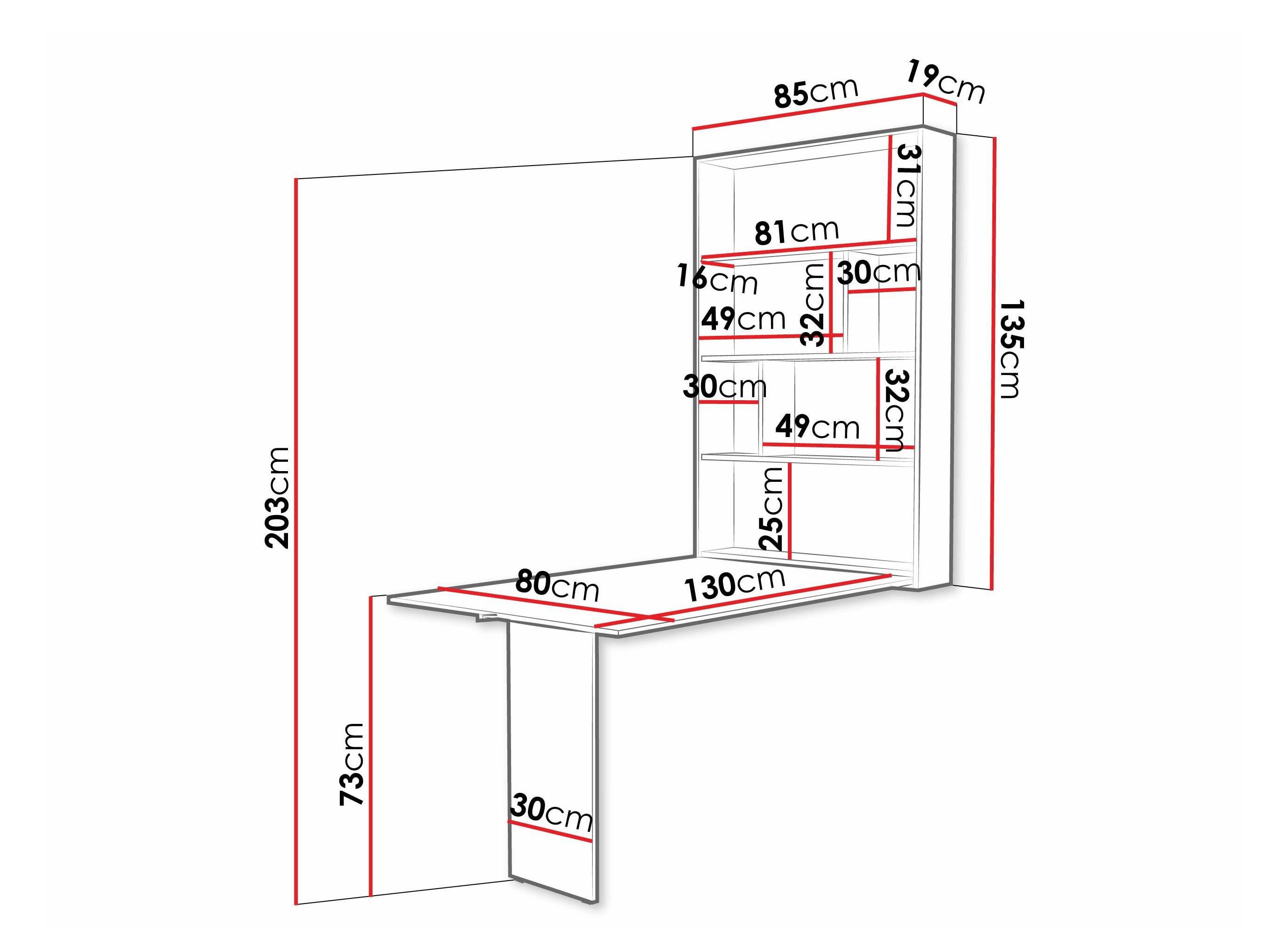 Сгъваема маса Hartford 428 (Черен + Бетон)
