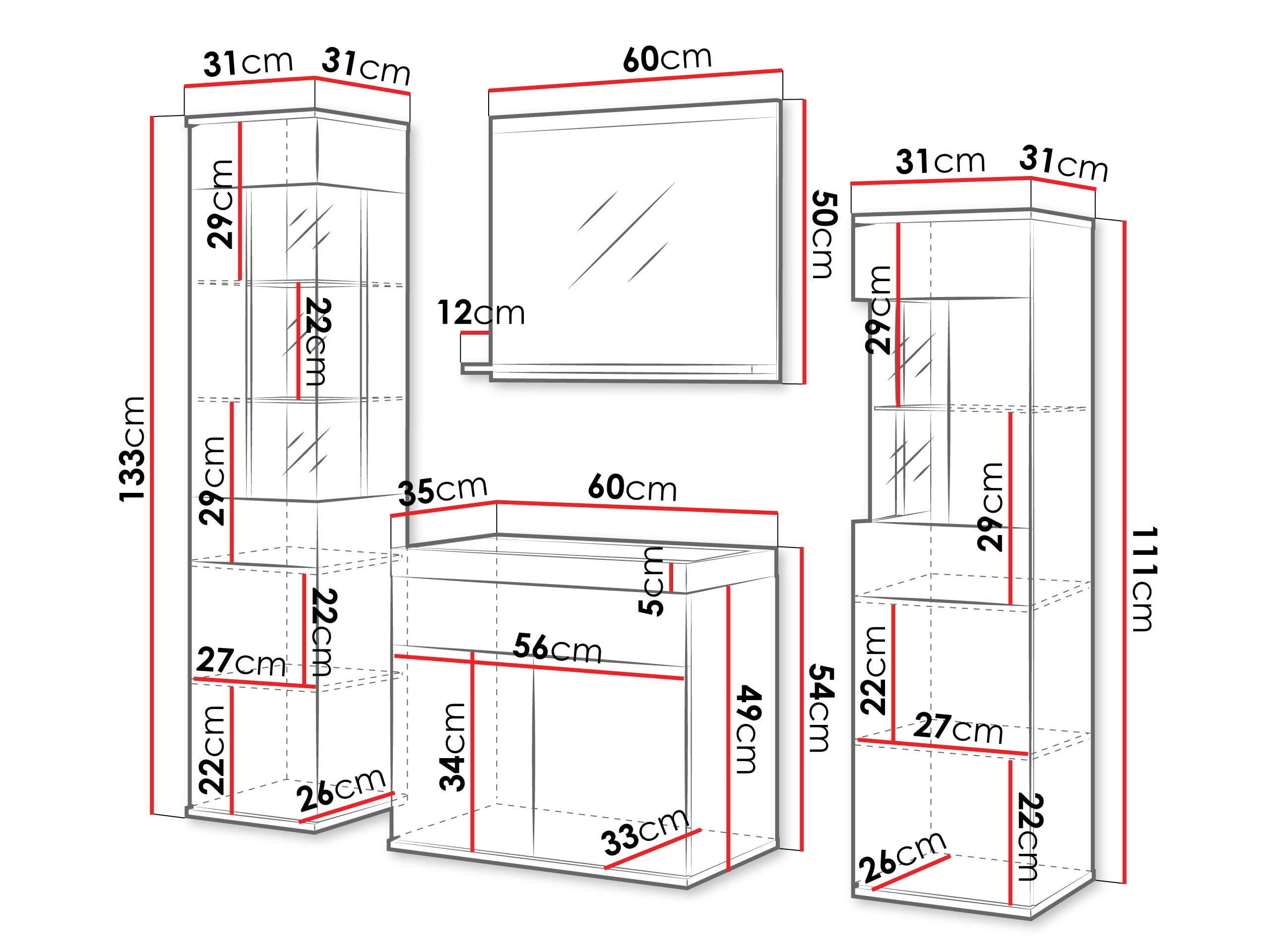 Комплект за баня Sarasota 194 (Бял + Бял гланц)