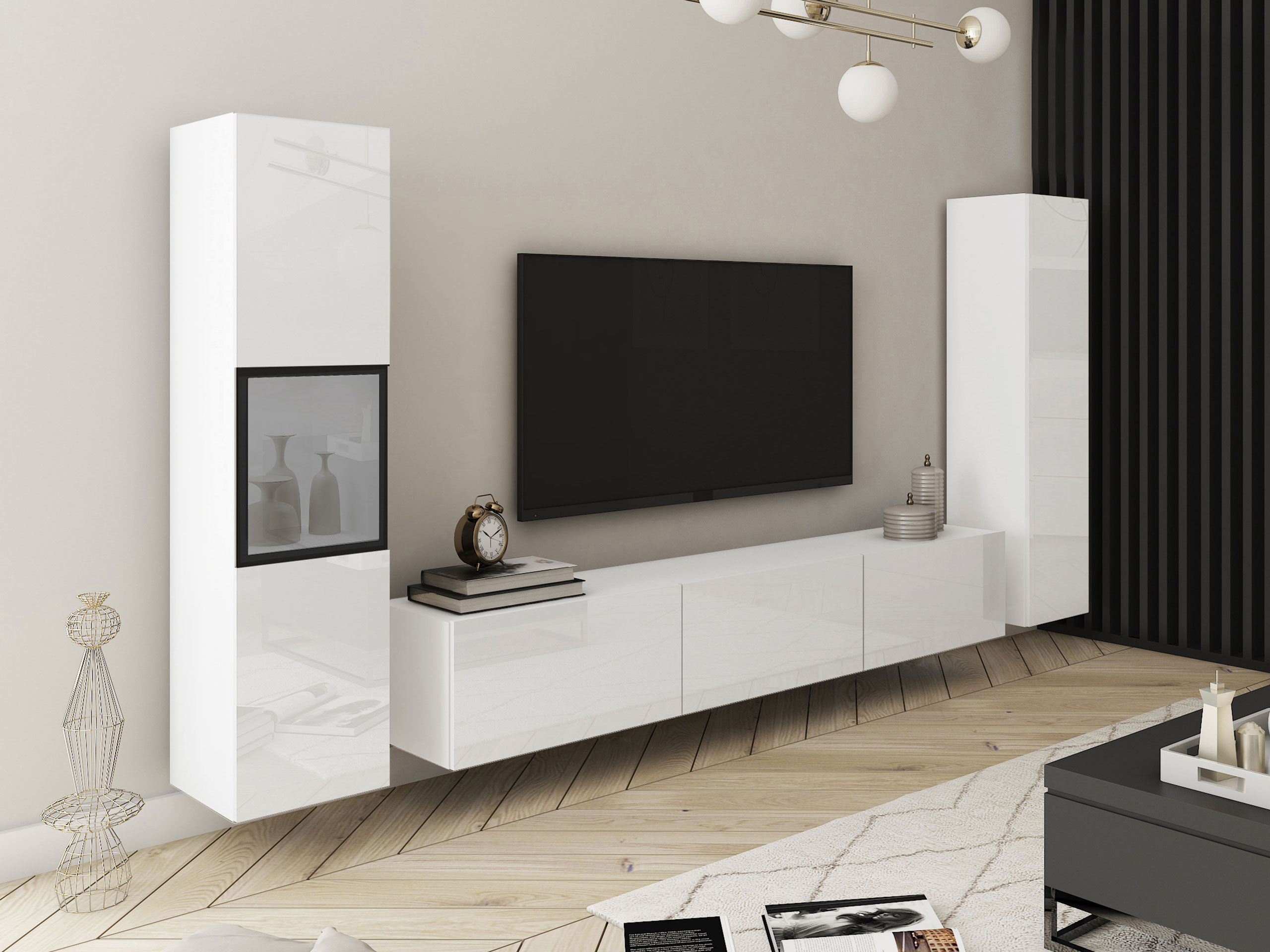 Комплект за хол Sarasota 193 (Бял + Бял гланц)