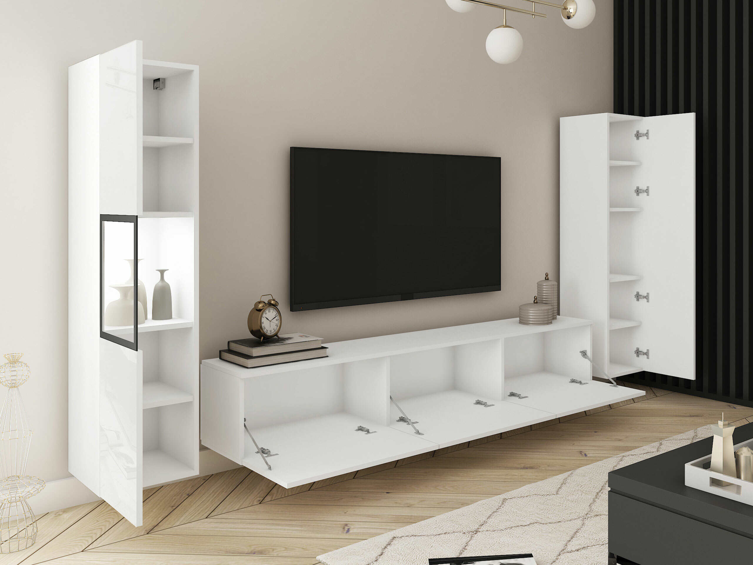 Комплект за хол Sarasota 193 (Бял + Бял гланц)