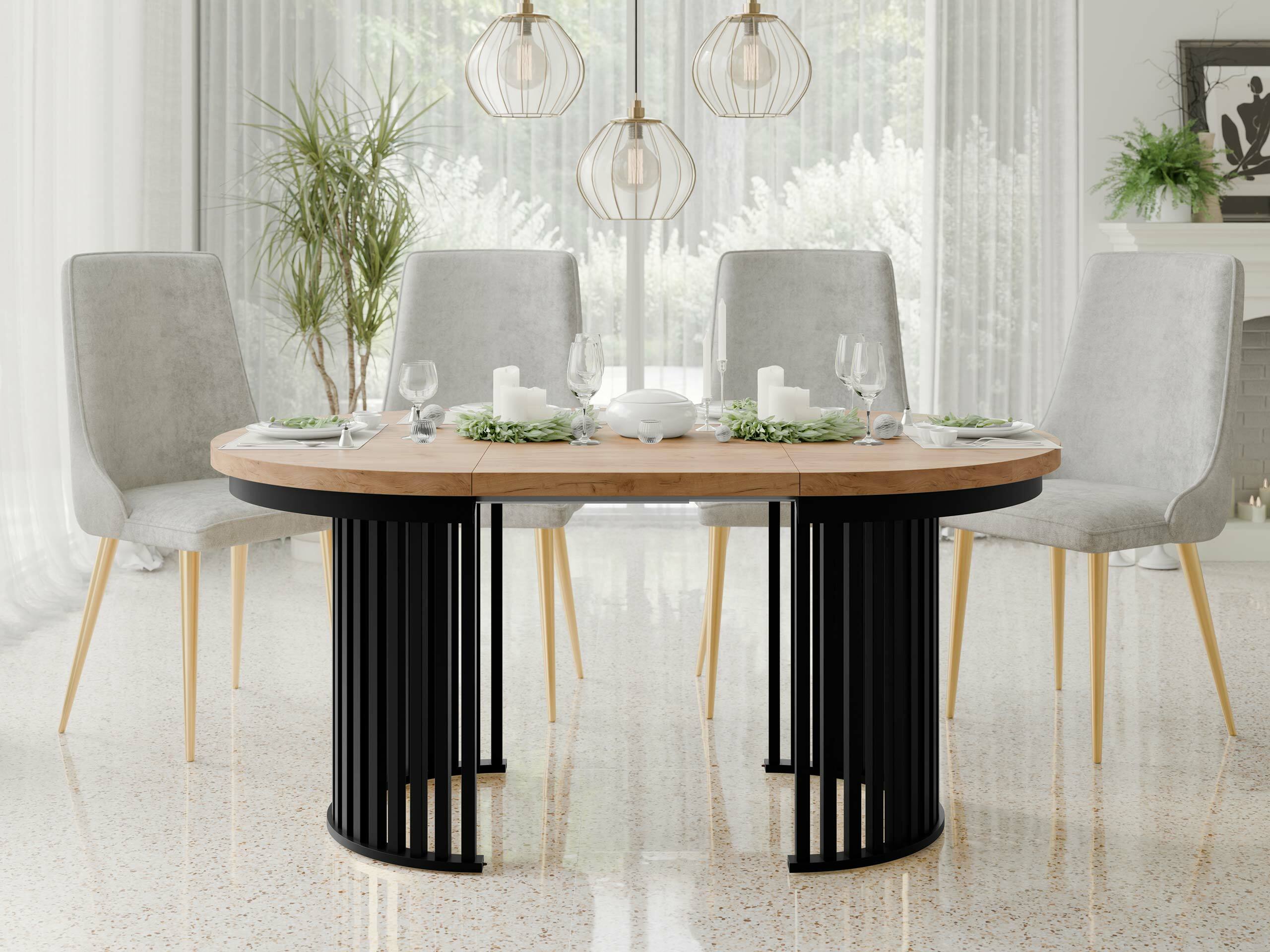 Маса Racine 145 (Занаятчийски златен дъб + Черен)