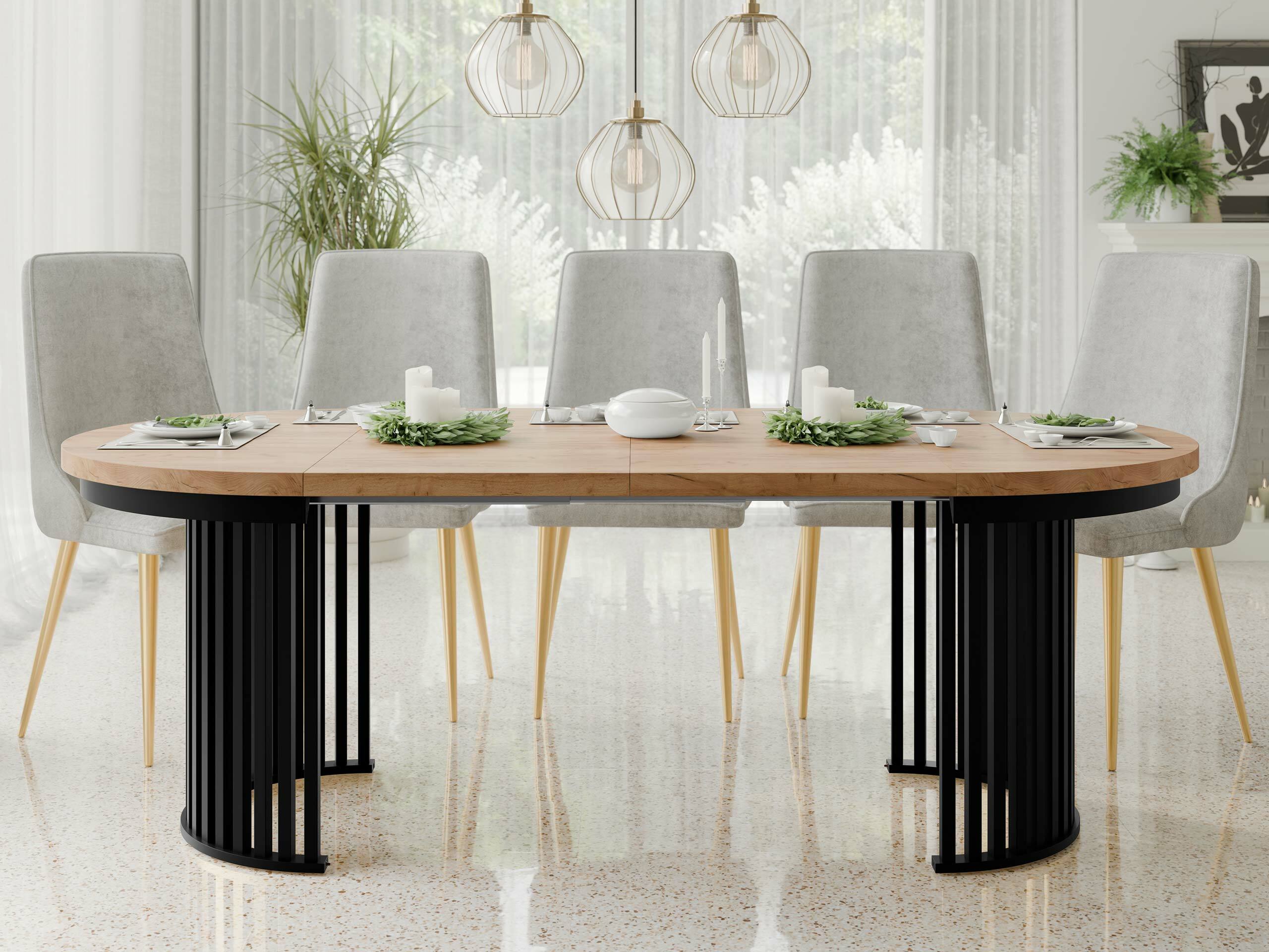 Маса Racine 145 (Занаятчийски златен дъб + Черен)