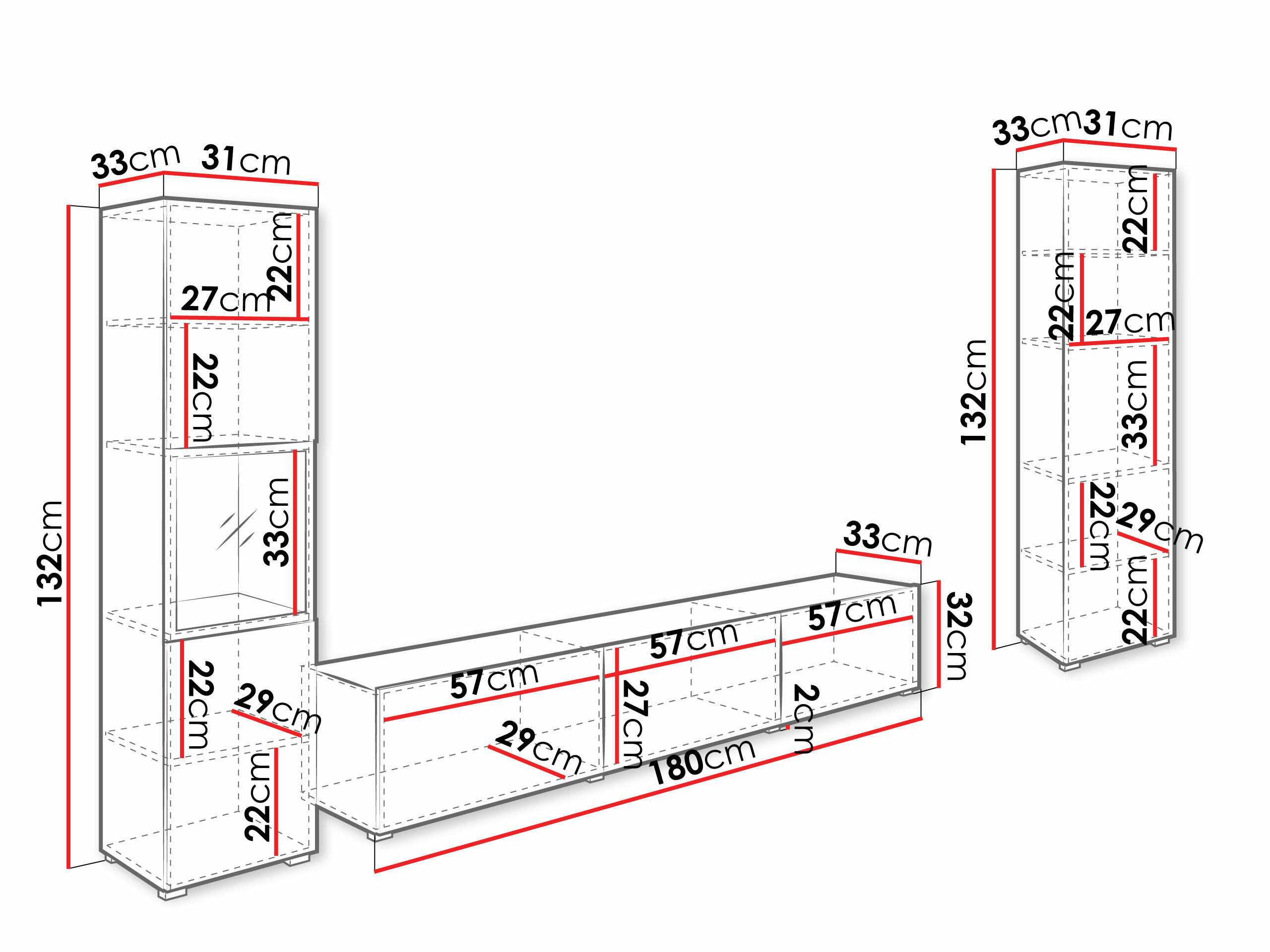 Комплект за хол Sarasota 193 (Бял + Дъб уотан)