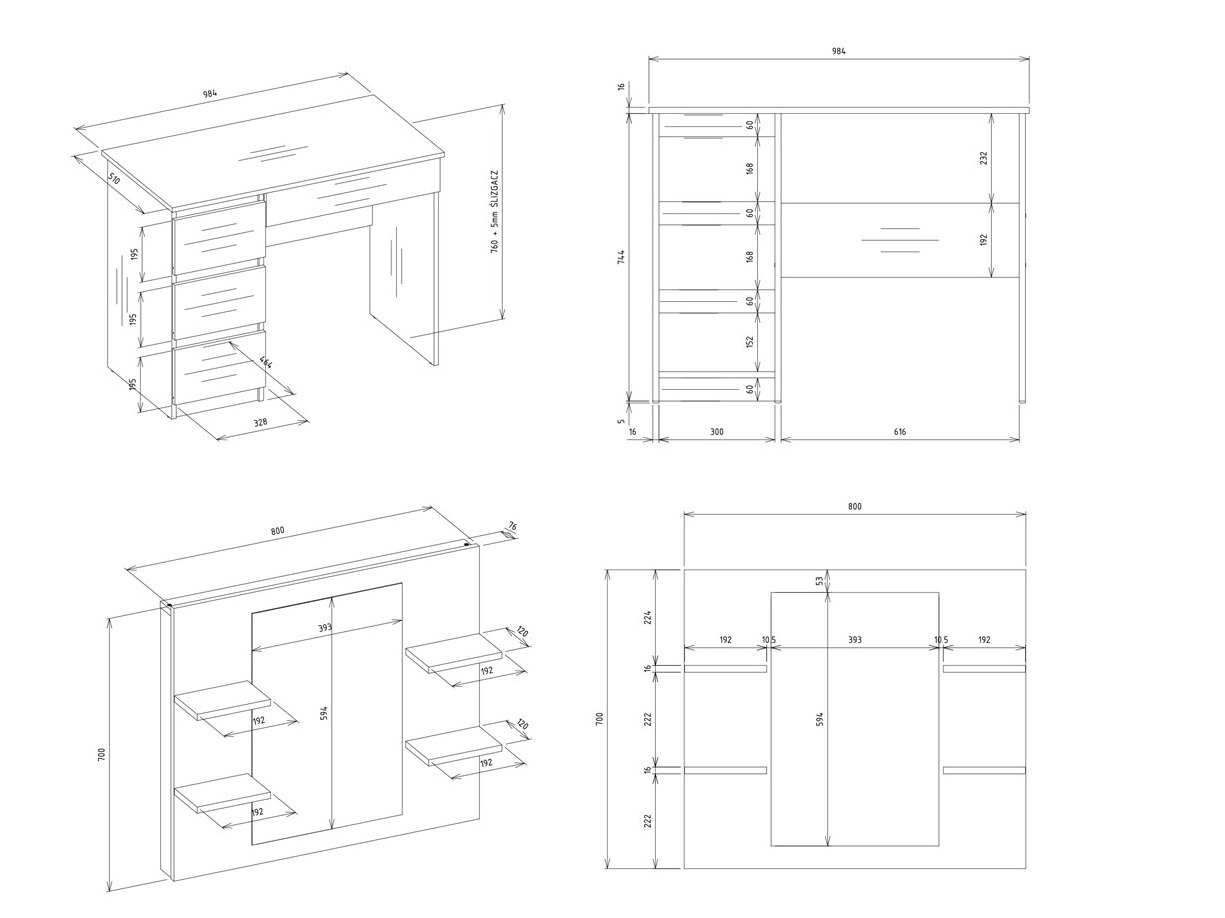 Тоалетка Mandeville 351 (Ляв)