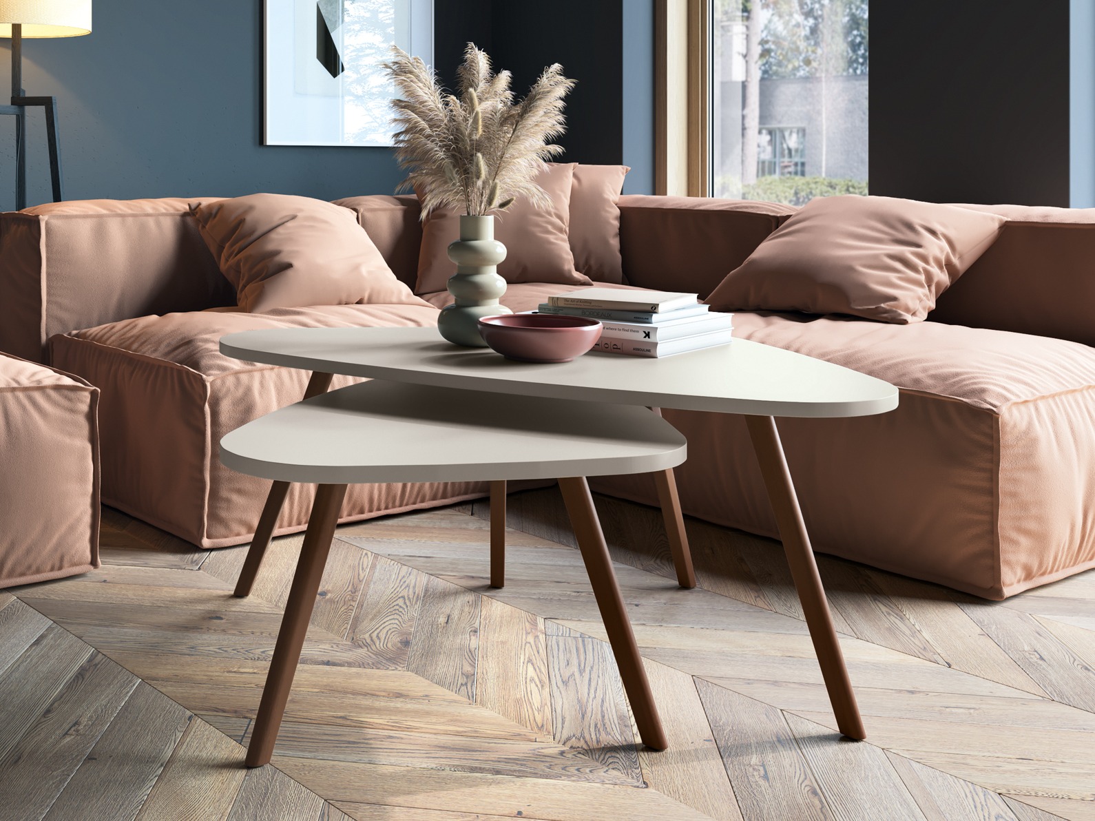 Комплект масички за кафе Ontario 202 (Бял + Дъб)