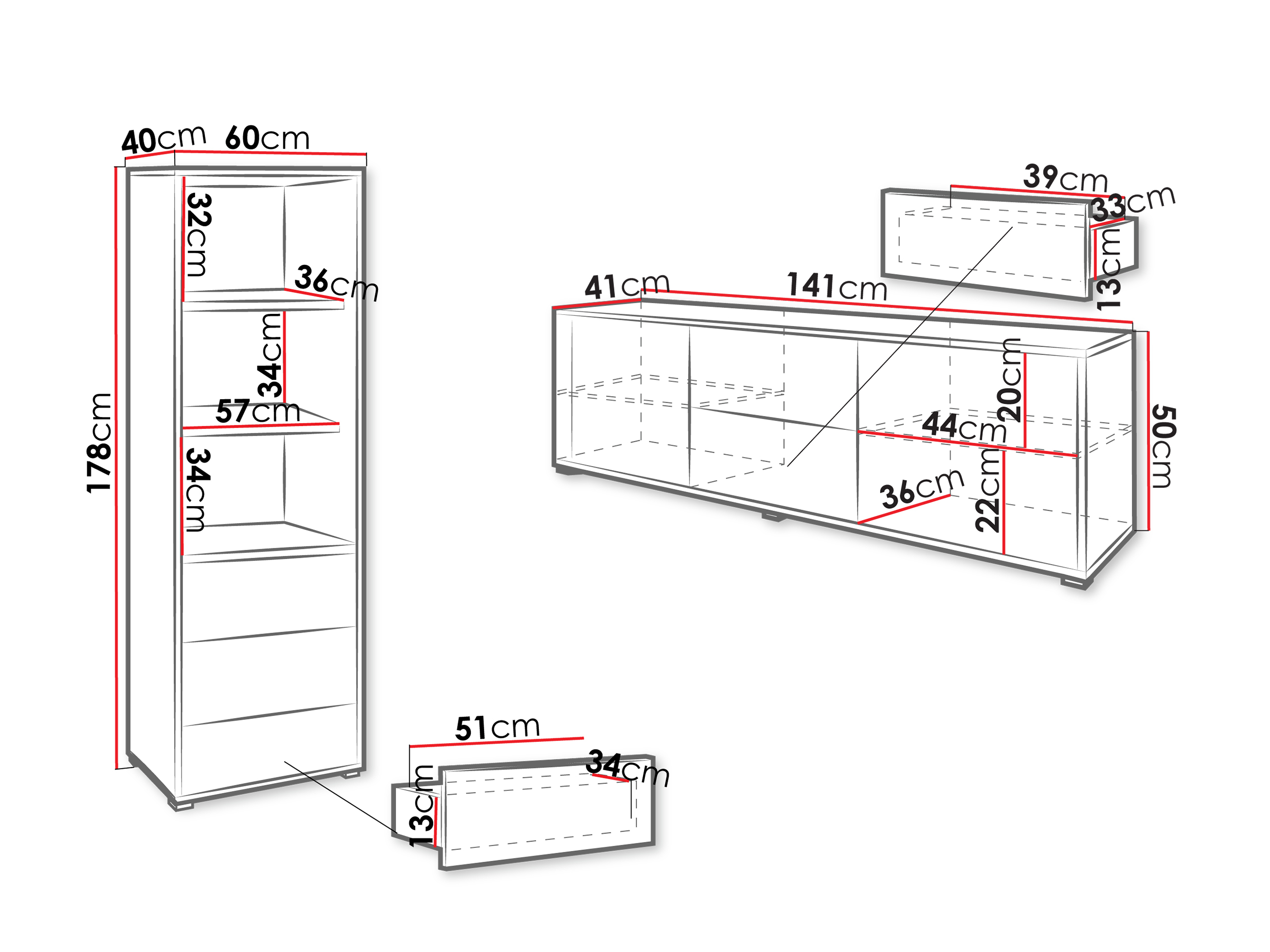 Комплект за хол Comfivo Tutela IV (Бял)