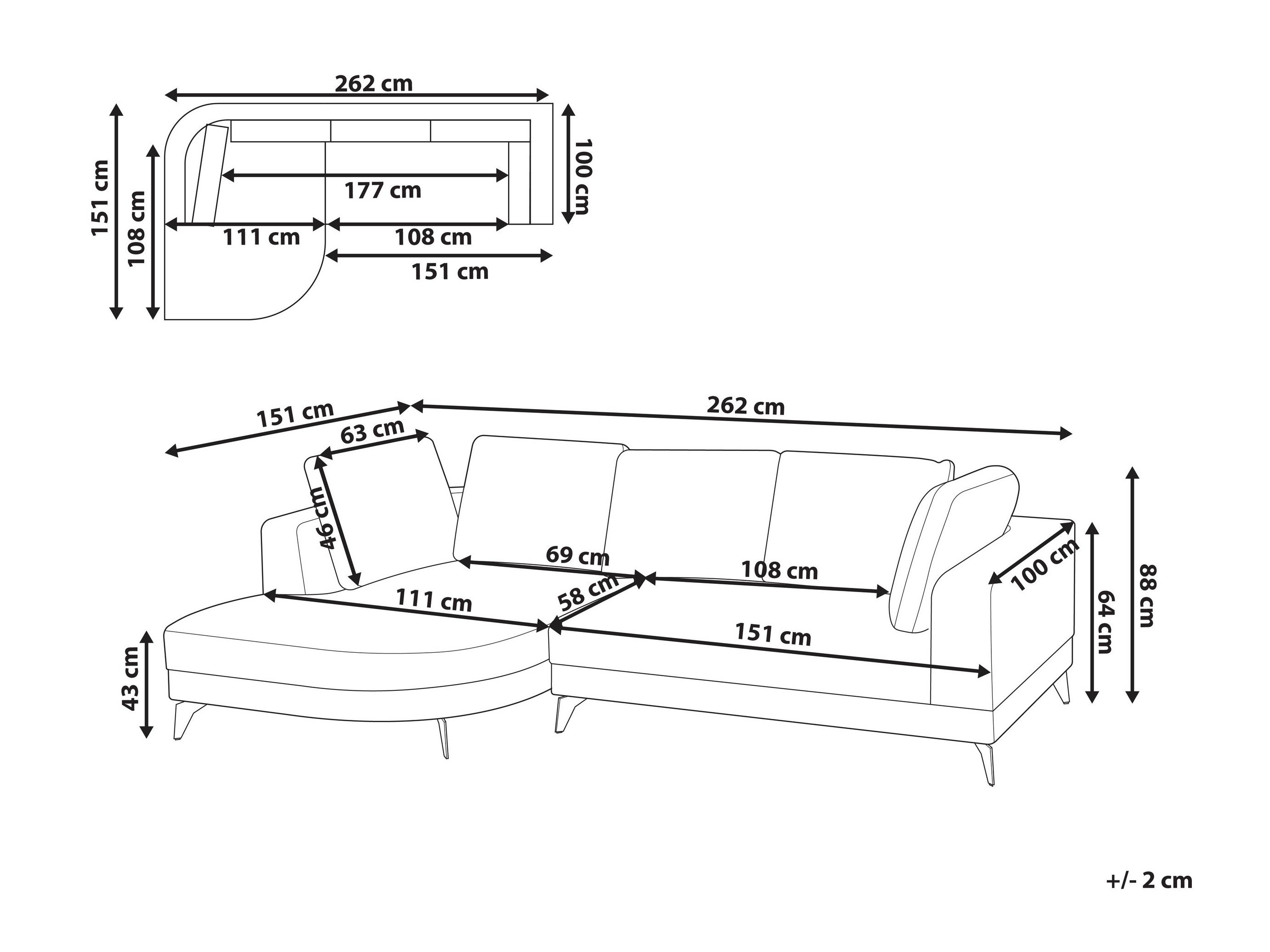 Ъглов диван Berwyn 2890 (Сив)