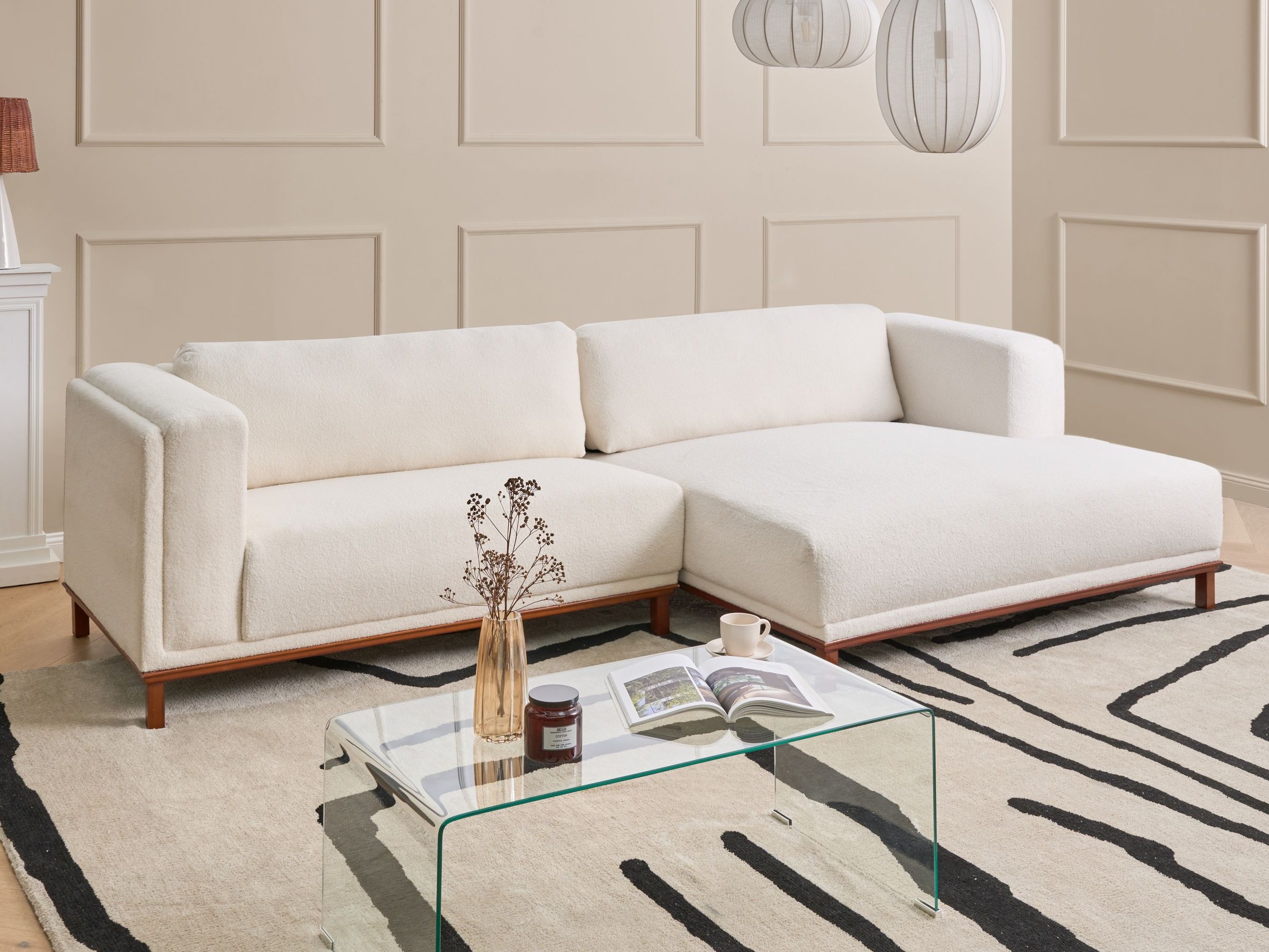 Ъглов диван Berwyn 2798 (Бял)