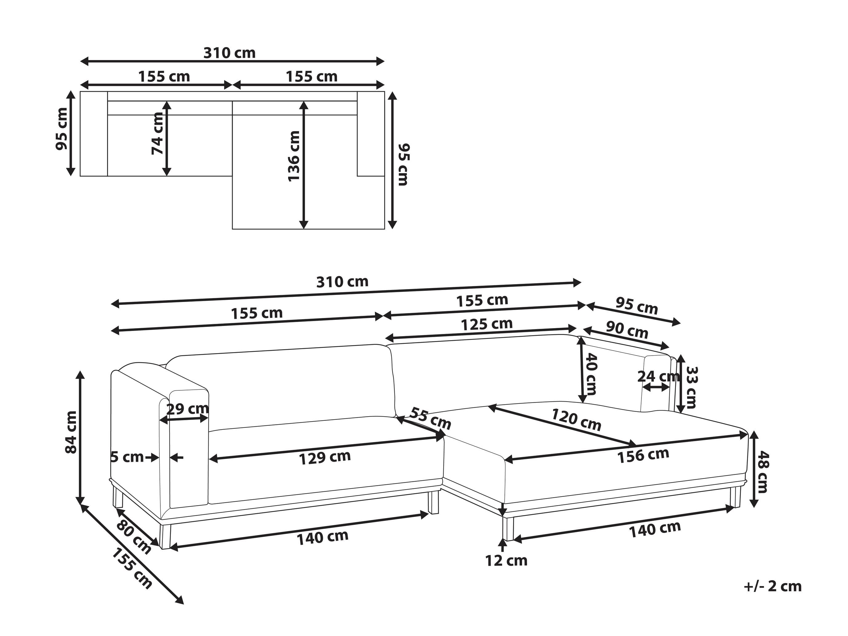 Ъглов диван Berwyn 2798 (Бял)