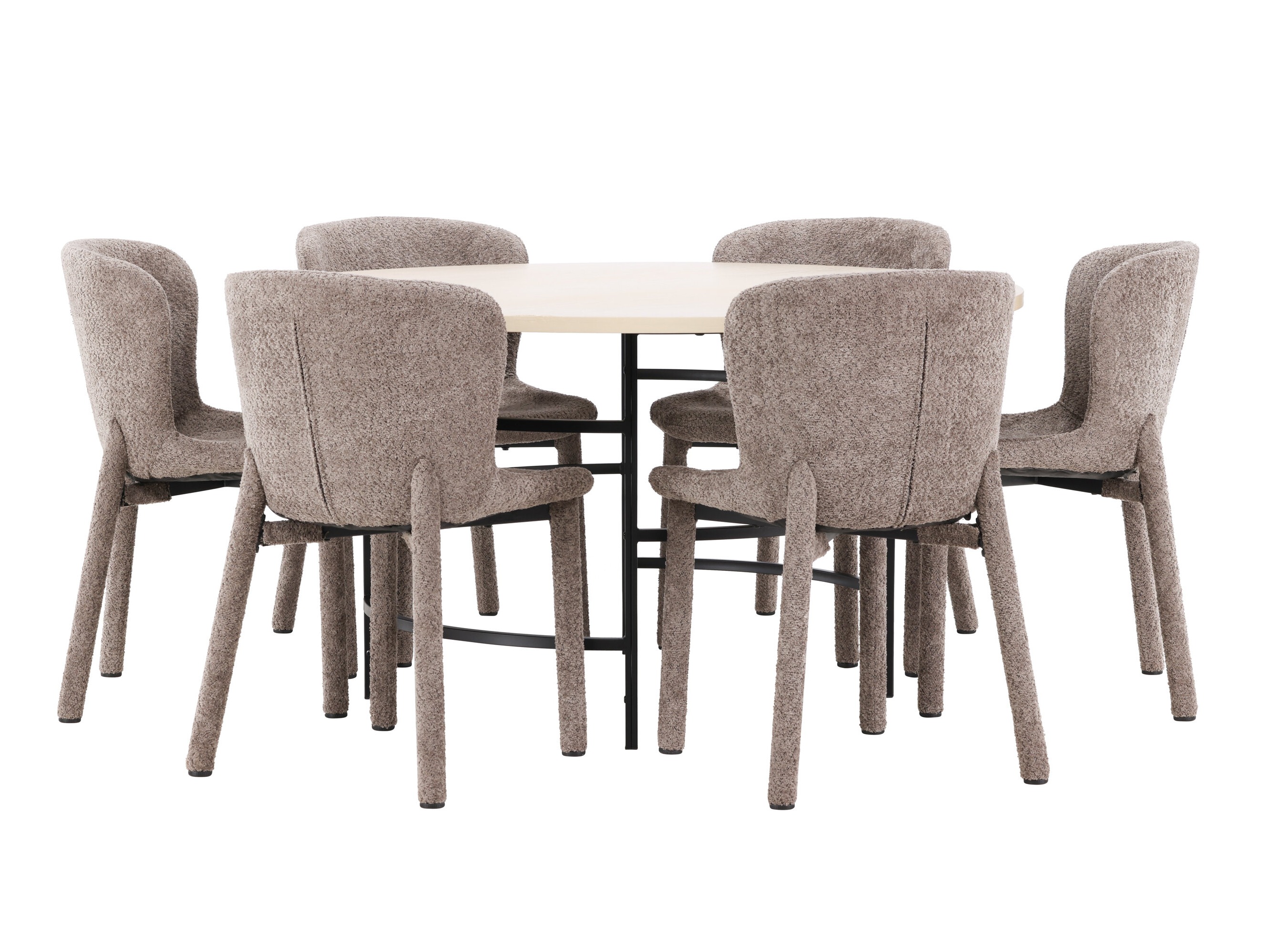 Маса и столове за трапезария Dallas 4987 (Светлокафяво + Черен)