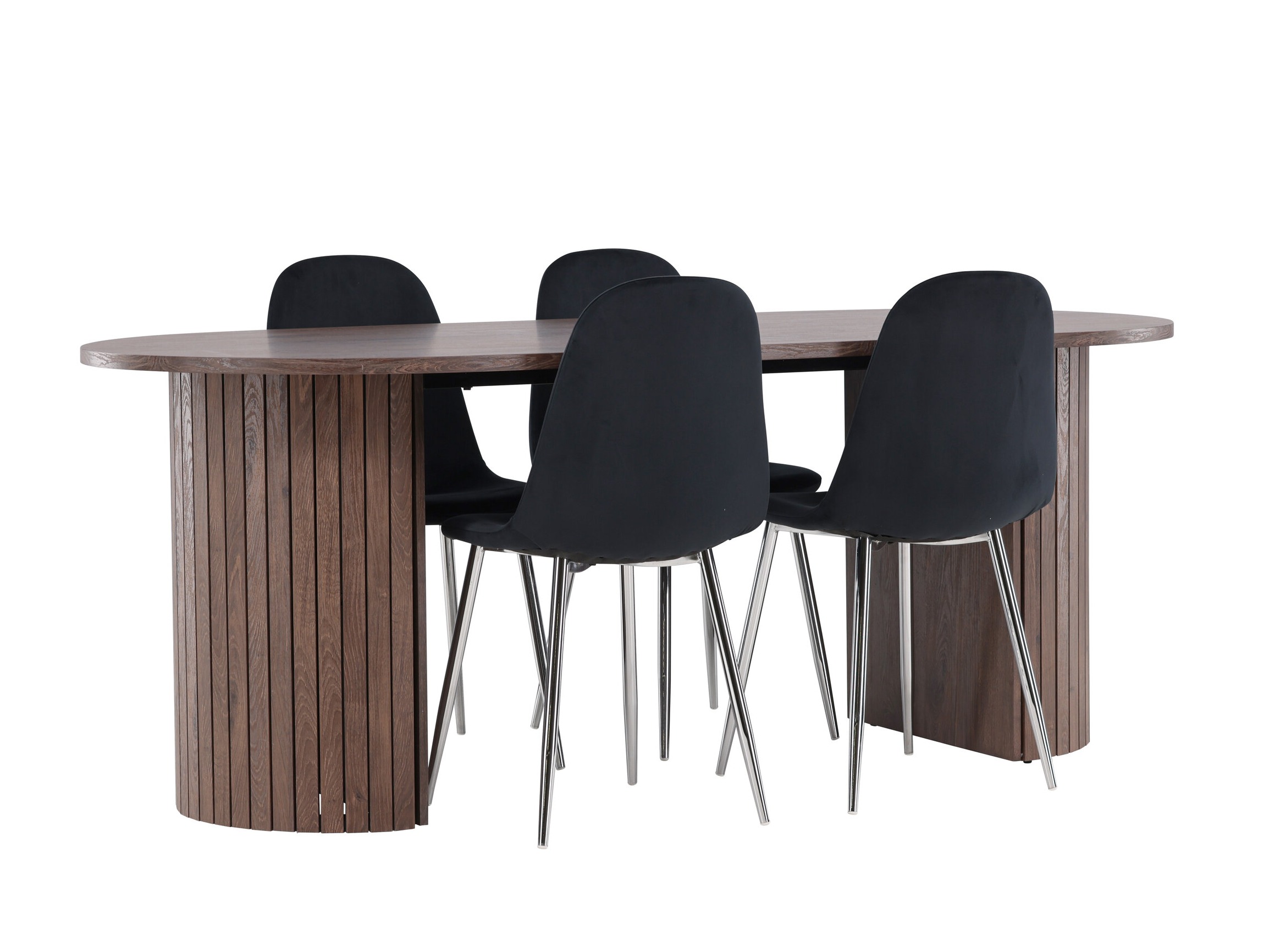 Маса и столове за трапезария Dallas 4995 (Черен + Сребро)