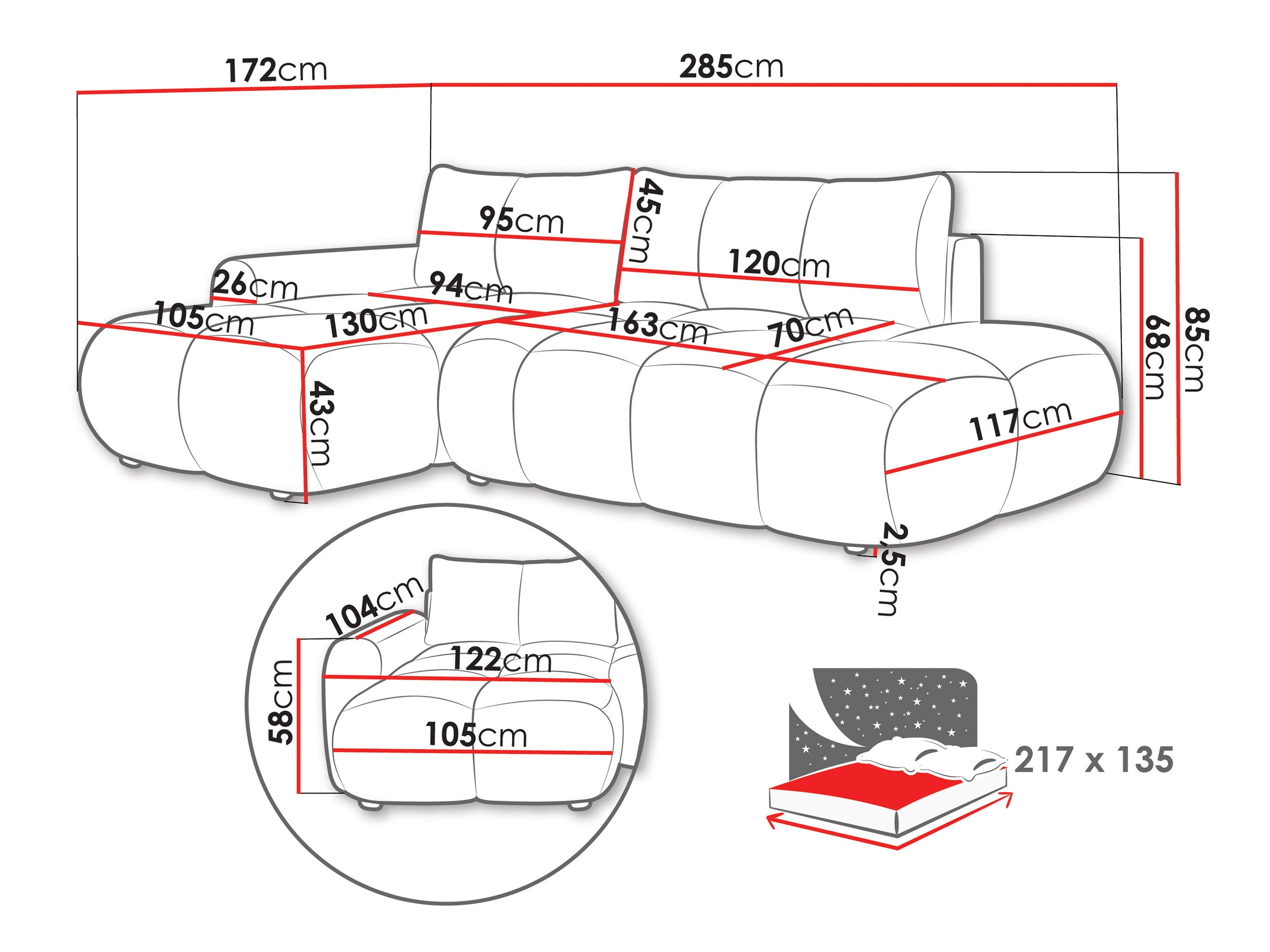 Ъглов диван TrendyNest 120 (Flow 02)