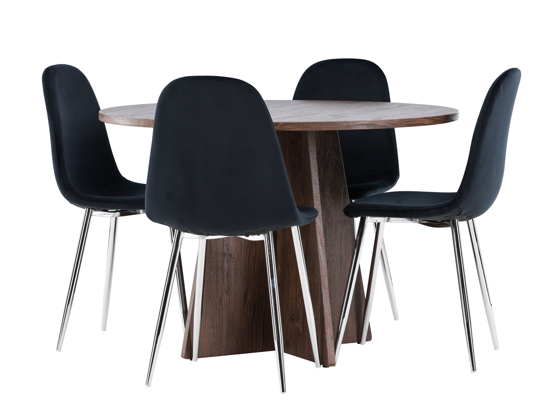 Маса и столове за трапезария Dallas 5009 (Черен + Сребро)