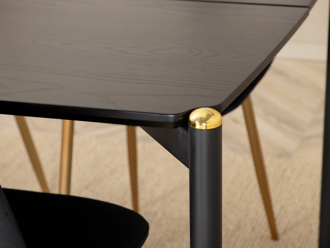 Маса и столове за трапезария Dallas 5016 (Черен + Златно)