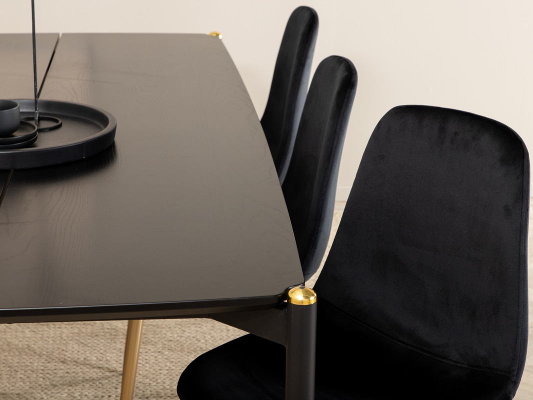 Маса и столове за трапезария Dallas 5016 (Черен + Златно)