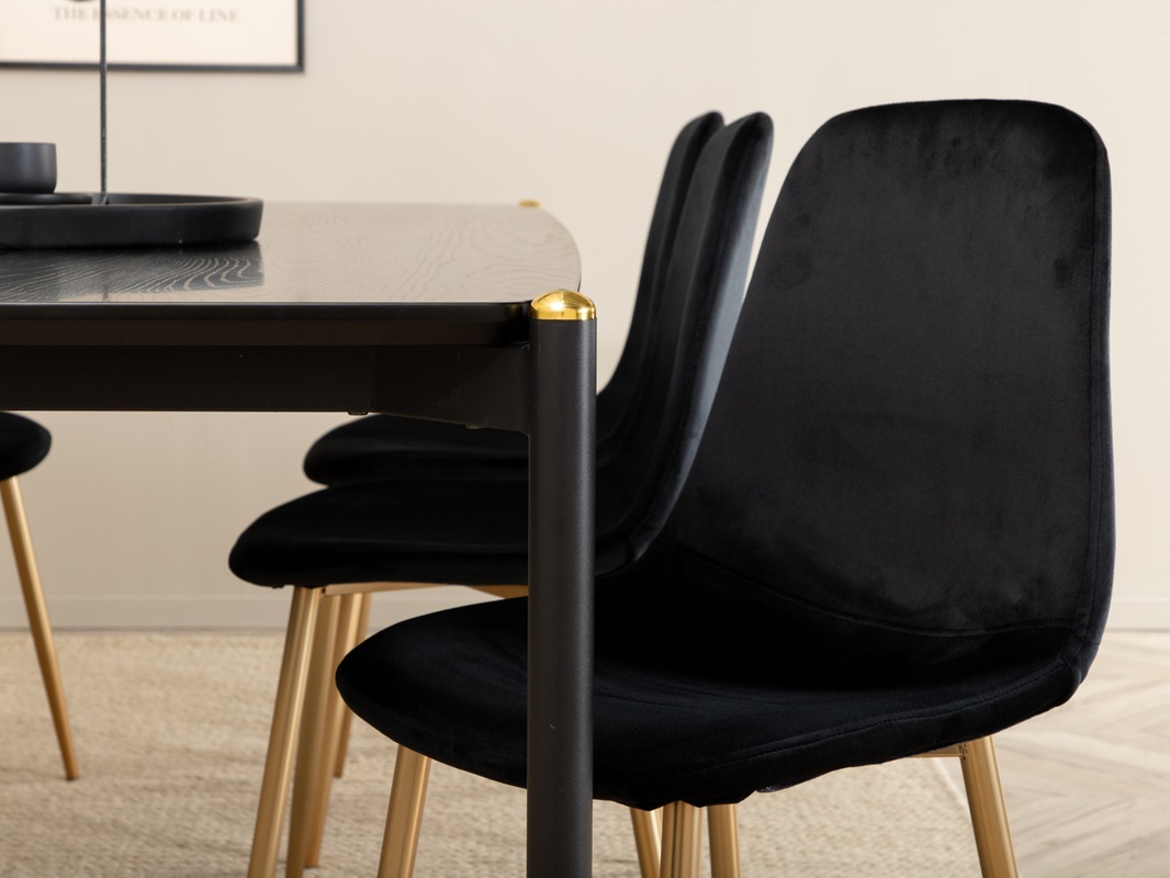 Маса и столове за трапезария Dallas 5016 (Черен + Златно)