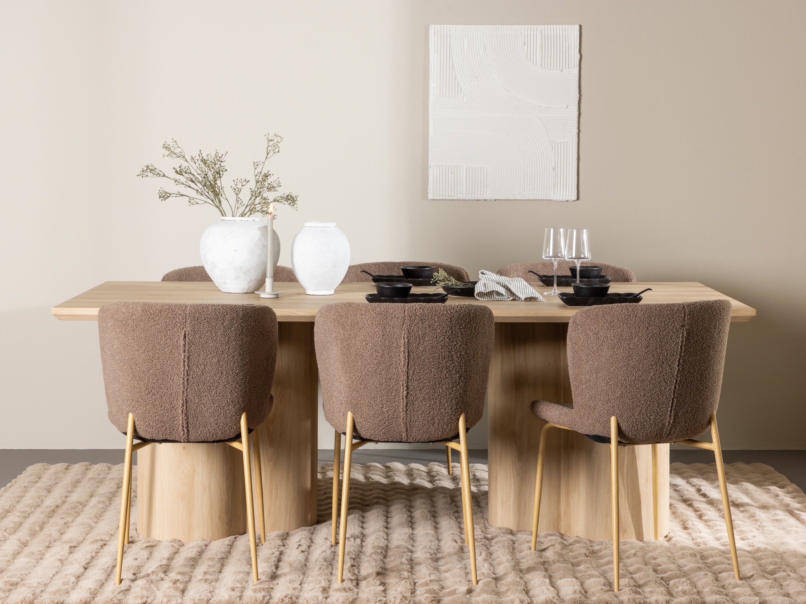 Маса и столове за трапезария Dallas 5021 (Кафяв)