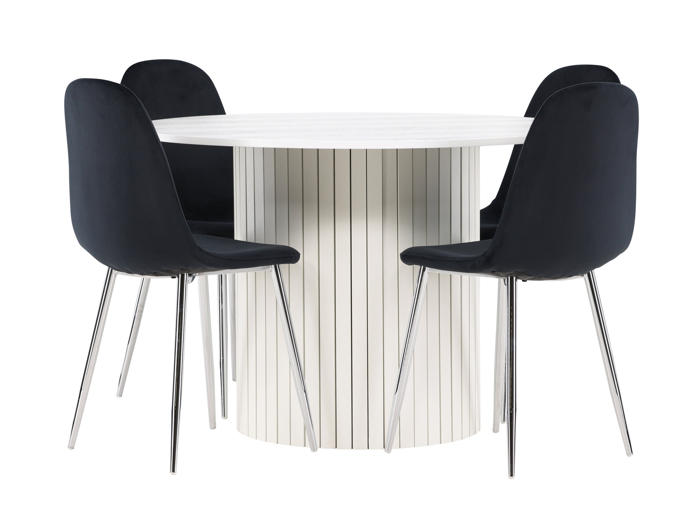 Маса и столове за трапезария Dallas 5028 (Черен + Сребро)