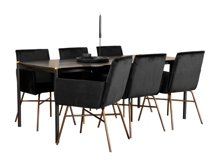 Маса и столове за трапезария Dallas 5034 (Черен + Мед)