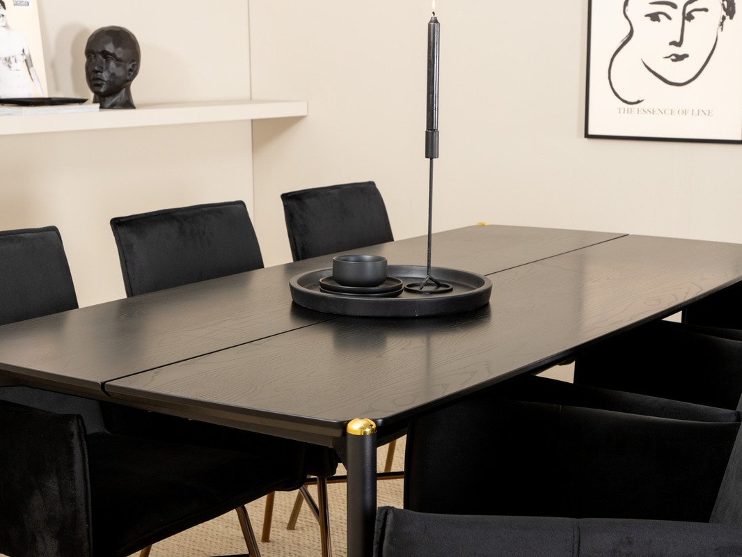 Маса и столове за трапезария Dallas 5034 (Черен + Мед)