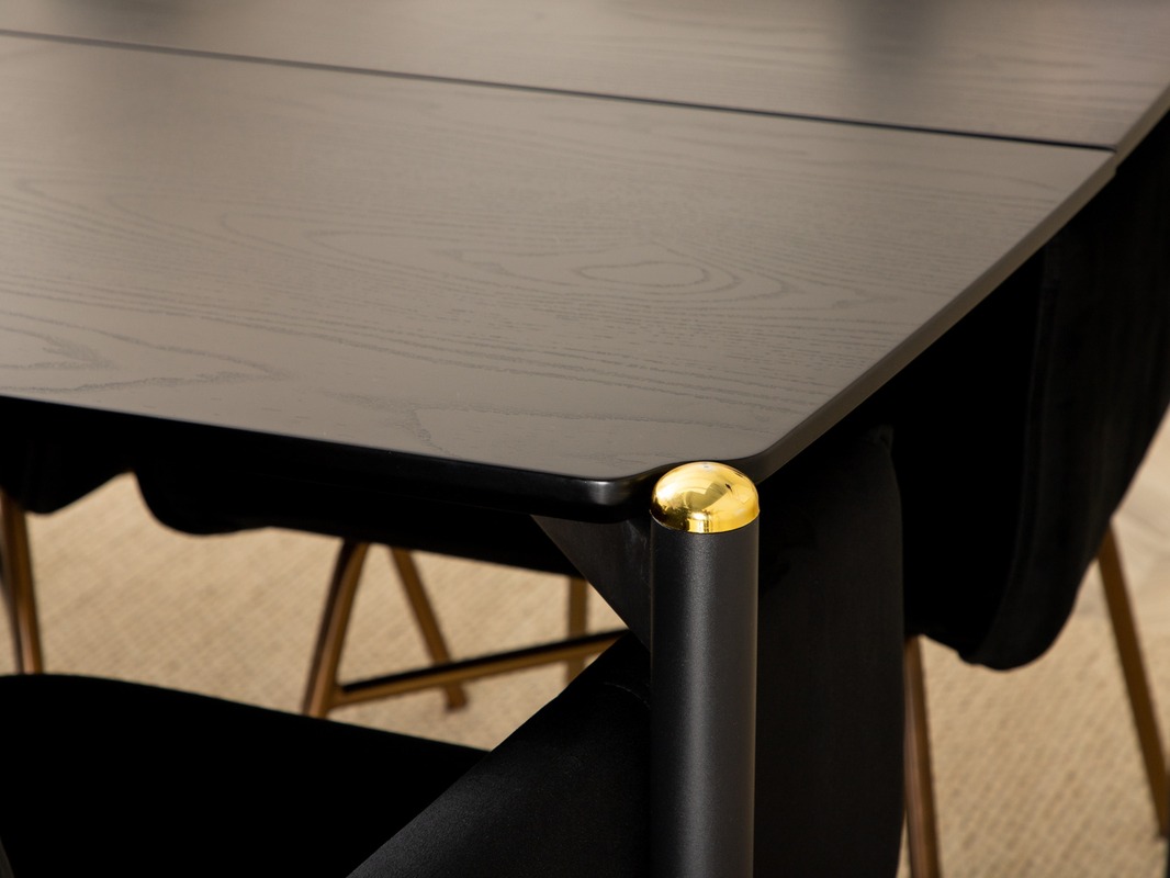 Маса и столове за трапезария Dallas 5034 (Черен + Мед)