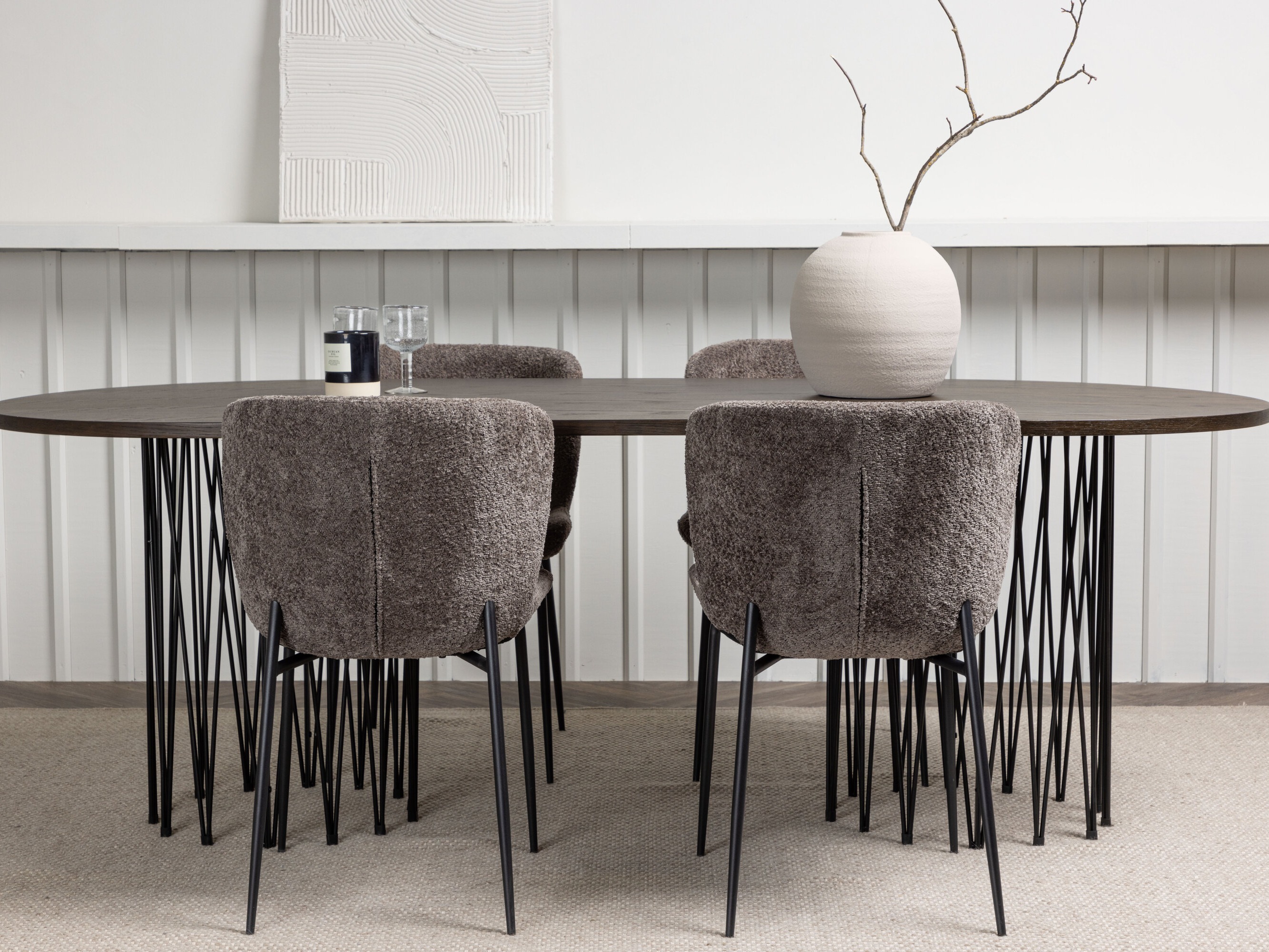 Маса и столове за трапезария Dallas 5065 (Кафяв)