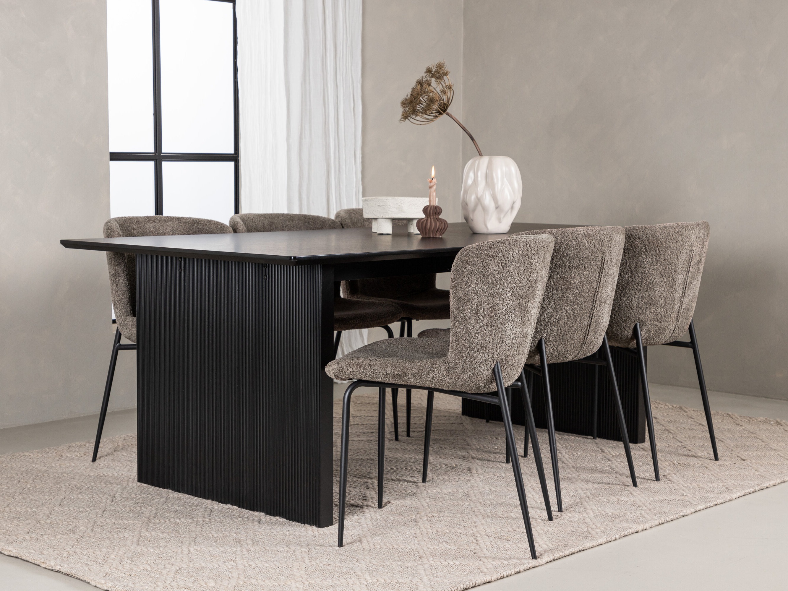 Маса и столове за трапезария Dallas 5066 (Кафяв)