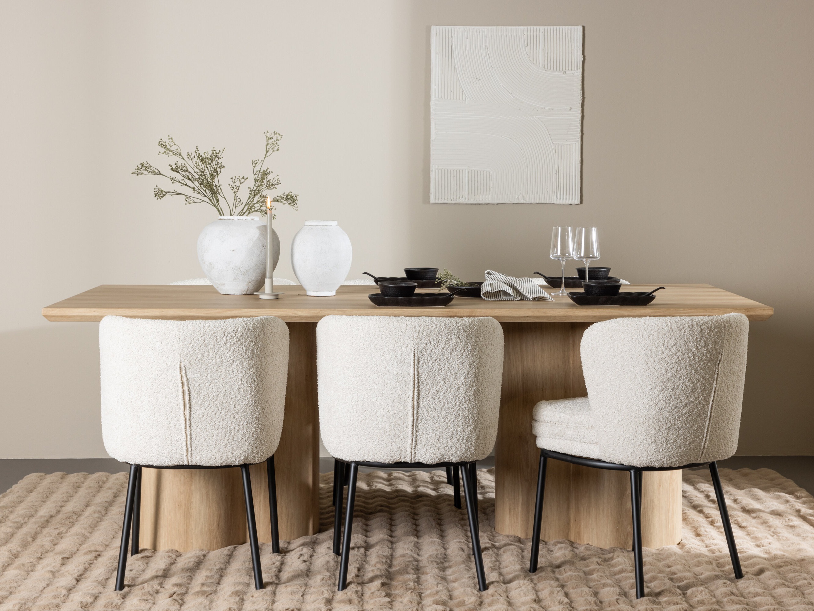 Маса и столове за трапезария Dallas 5176 (Ярък дърво)